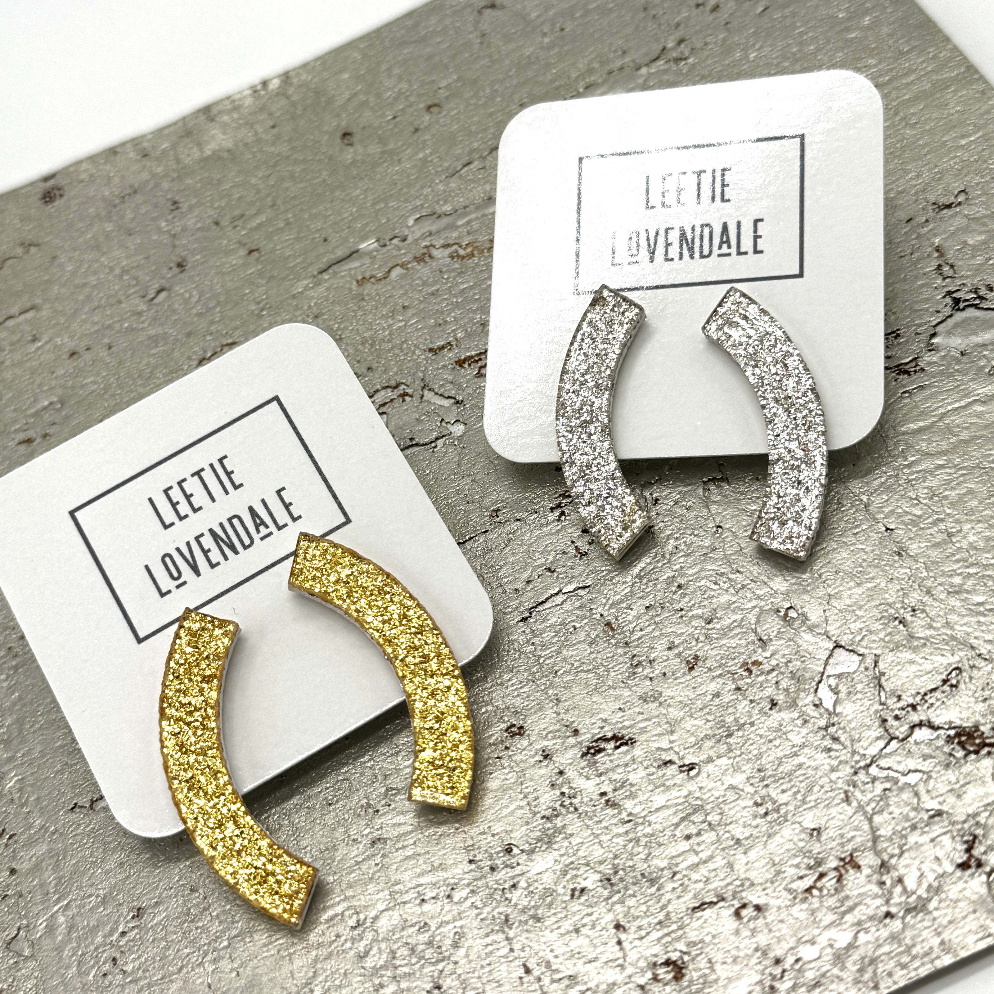 Arched Glitter Stud Earrings