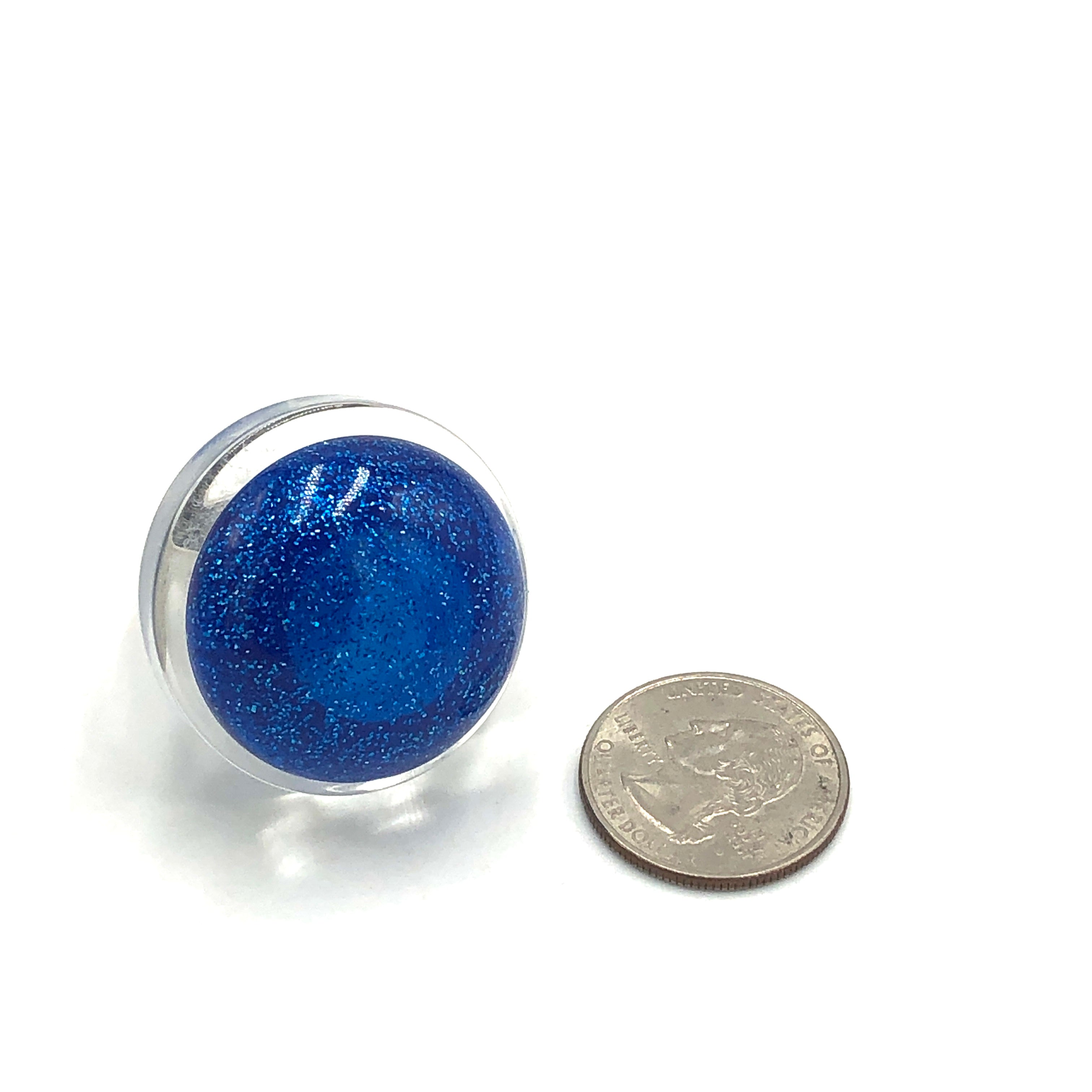 Blue Glitter Cocktail Ring