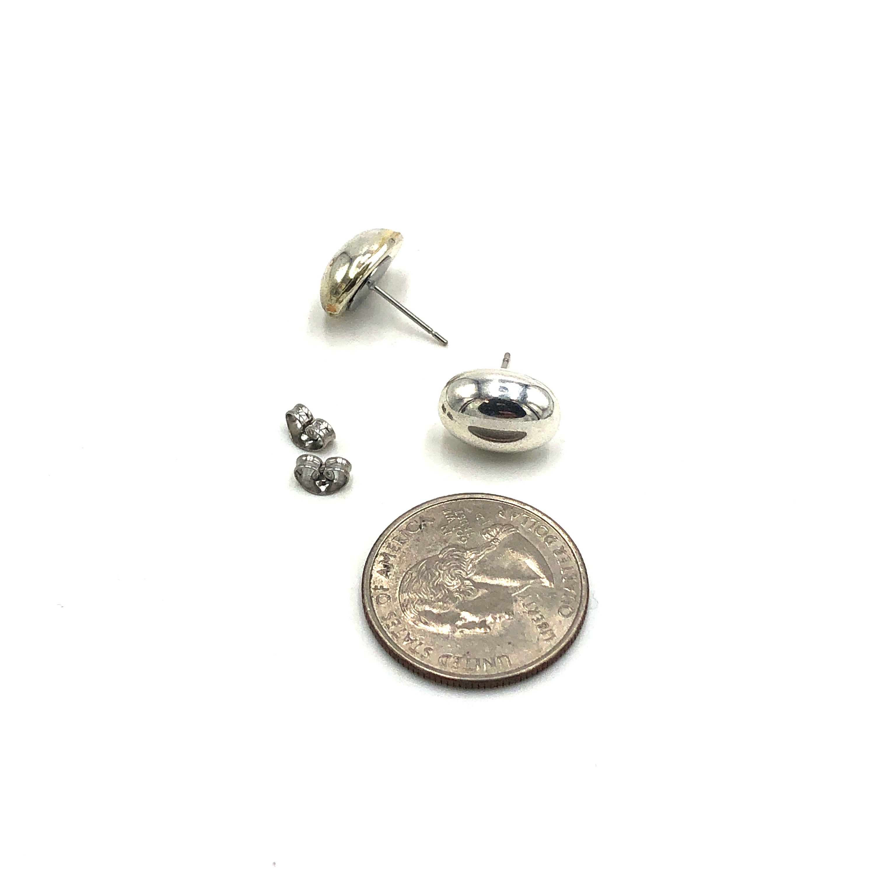 Silver Petite Oval Stud Earrings