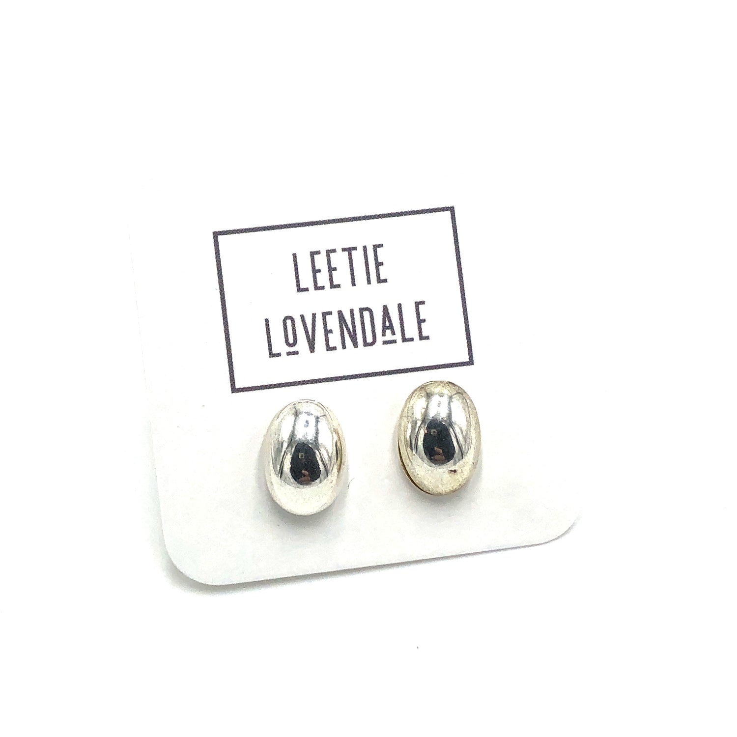 Silver Petite Oval Stud Earrings