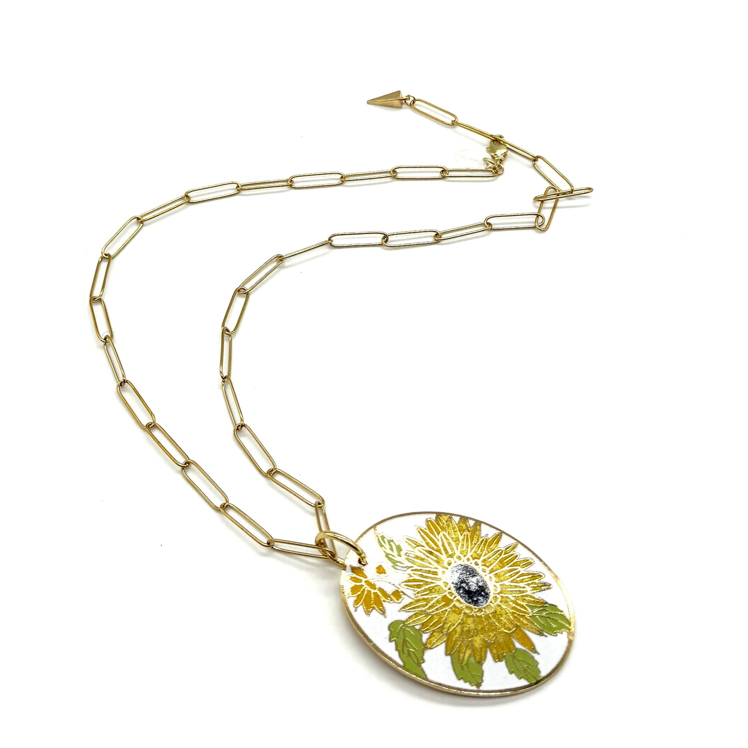 Sunflower Love Paperclip Chain Necklace