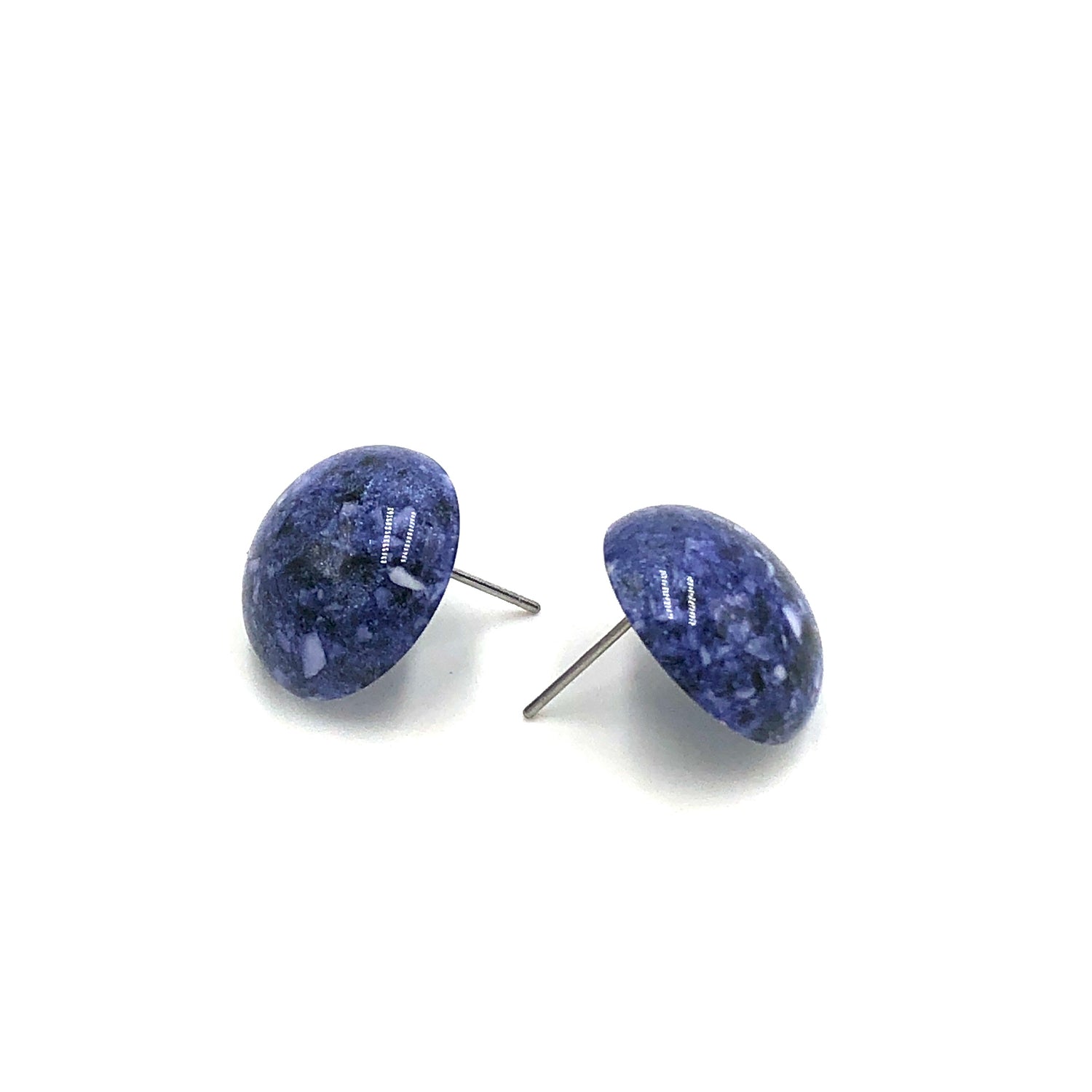 Periwinkle Speckled Mosaic Retro Button Stud Earrings