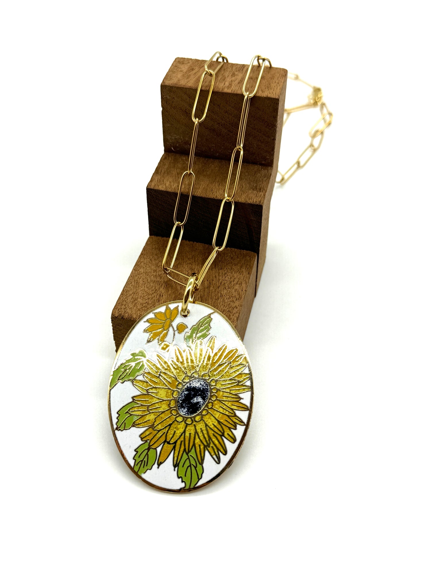 Sunflower Love Paperclip Chain Necklace