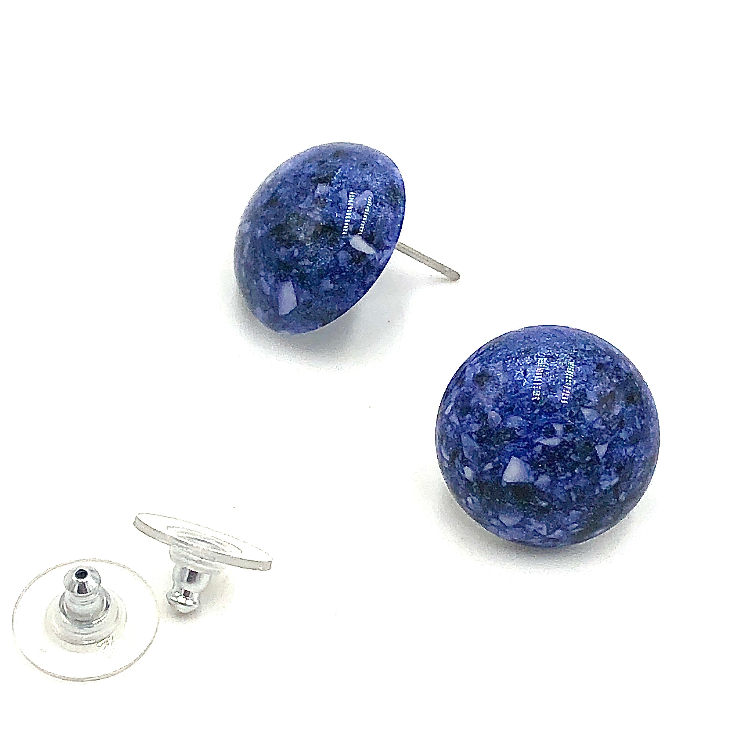 Periwinkle Speckled Mosaic Retro Button Stud Earrings