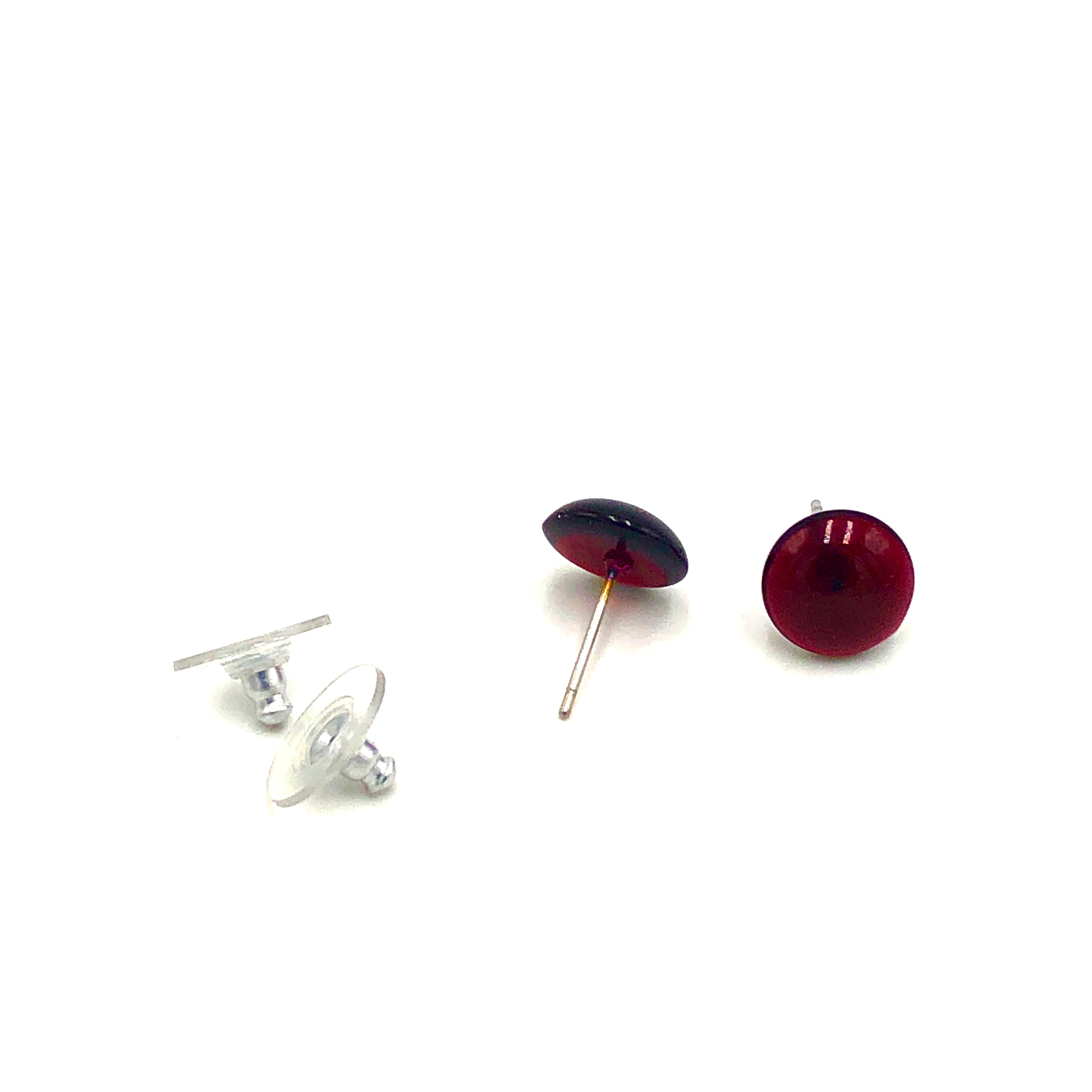 Dark Garnet Retro Button Stud Earrings