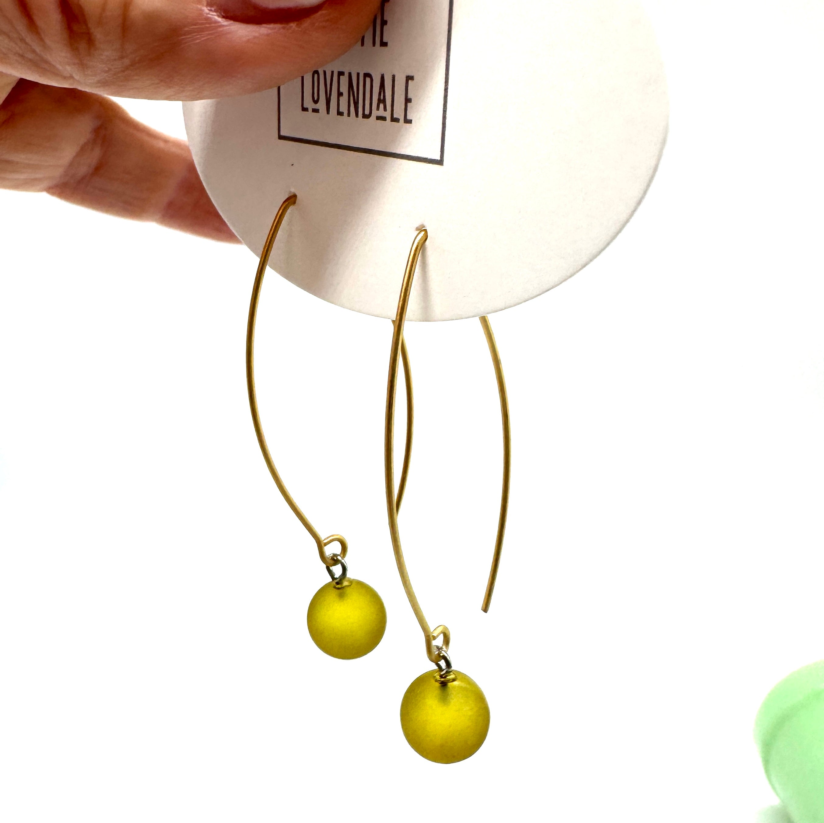 Olive Frosted Raindrop Earrings