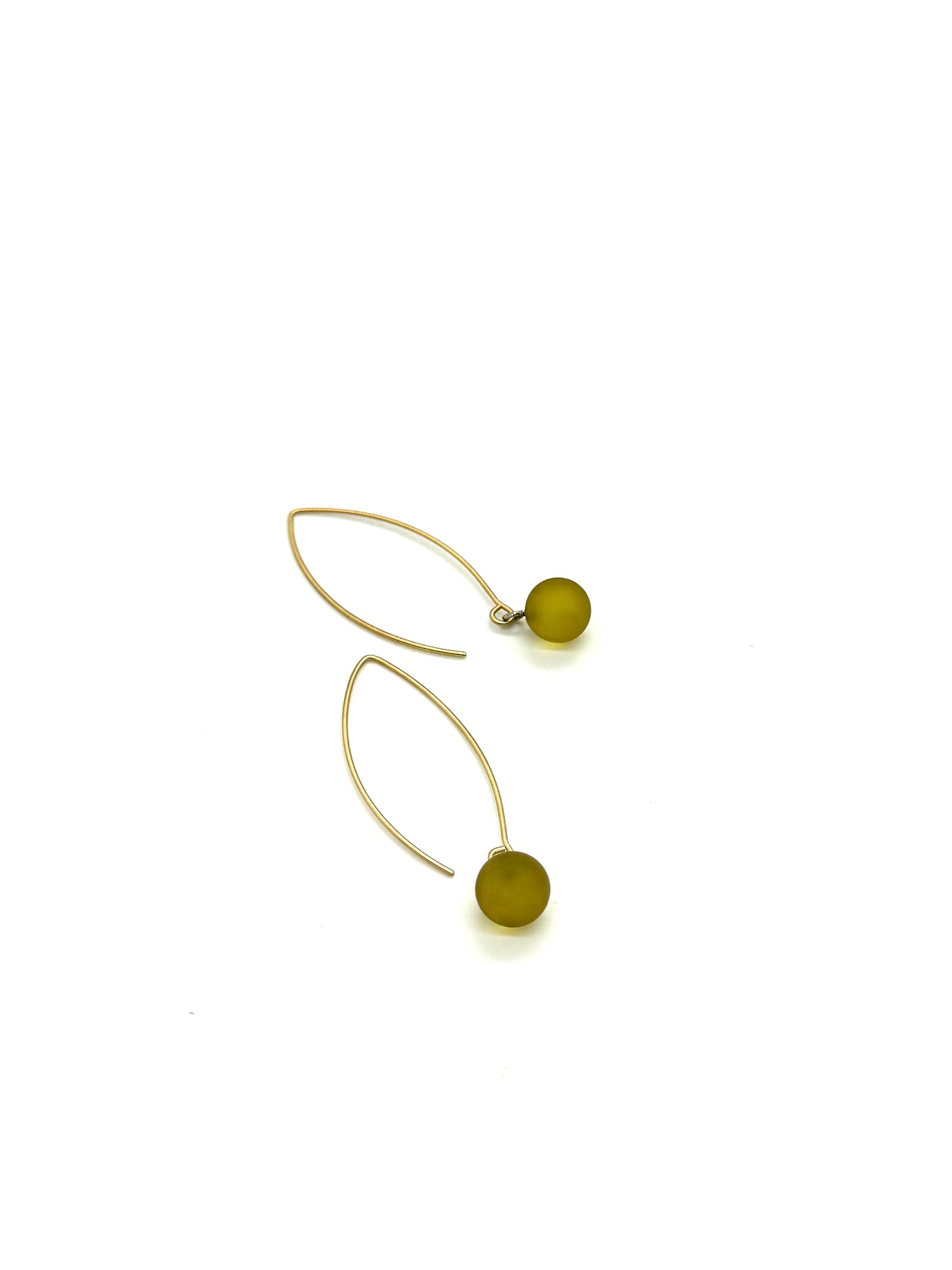 Olive Frosted Raindrop Earrings