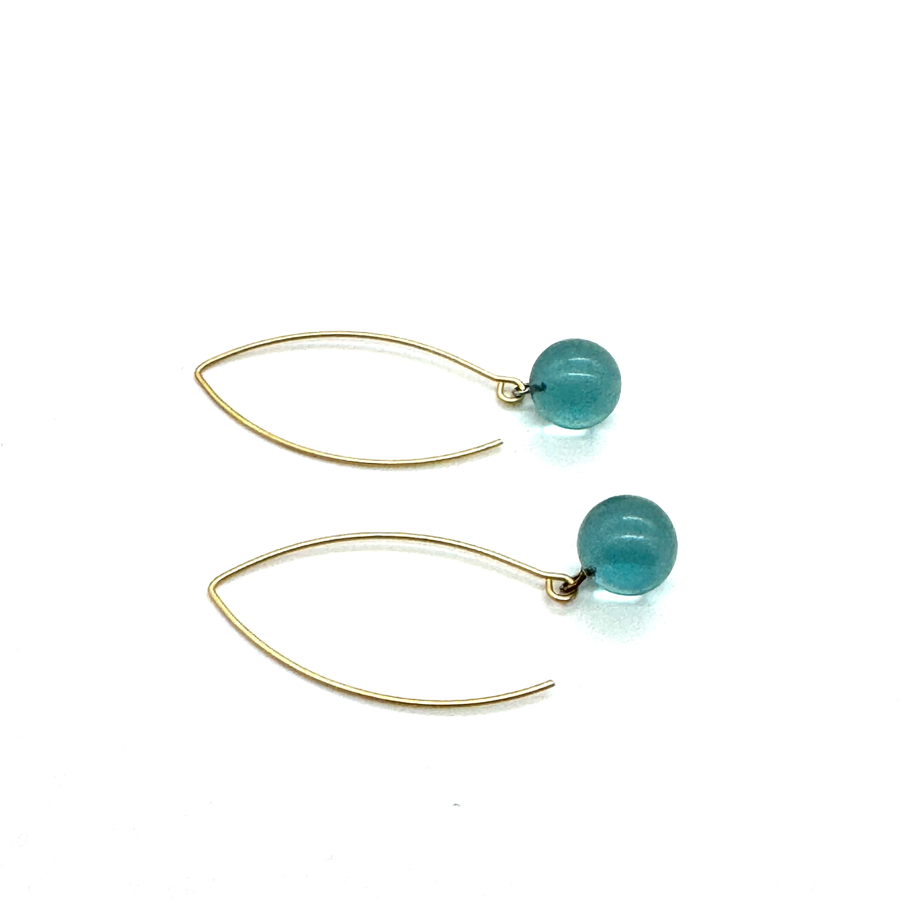 Aquamarine Lucite Marbled Raindrop Earrings