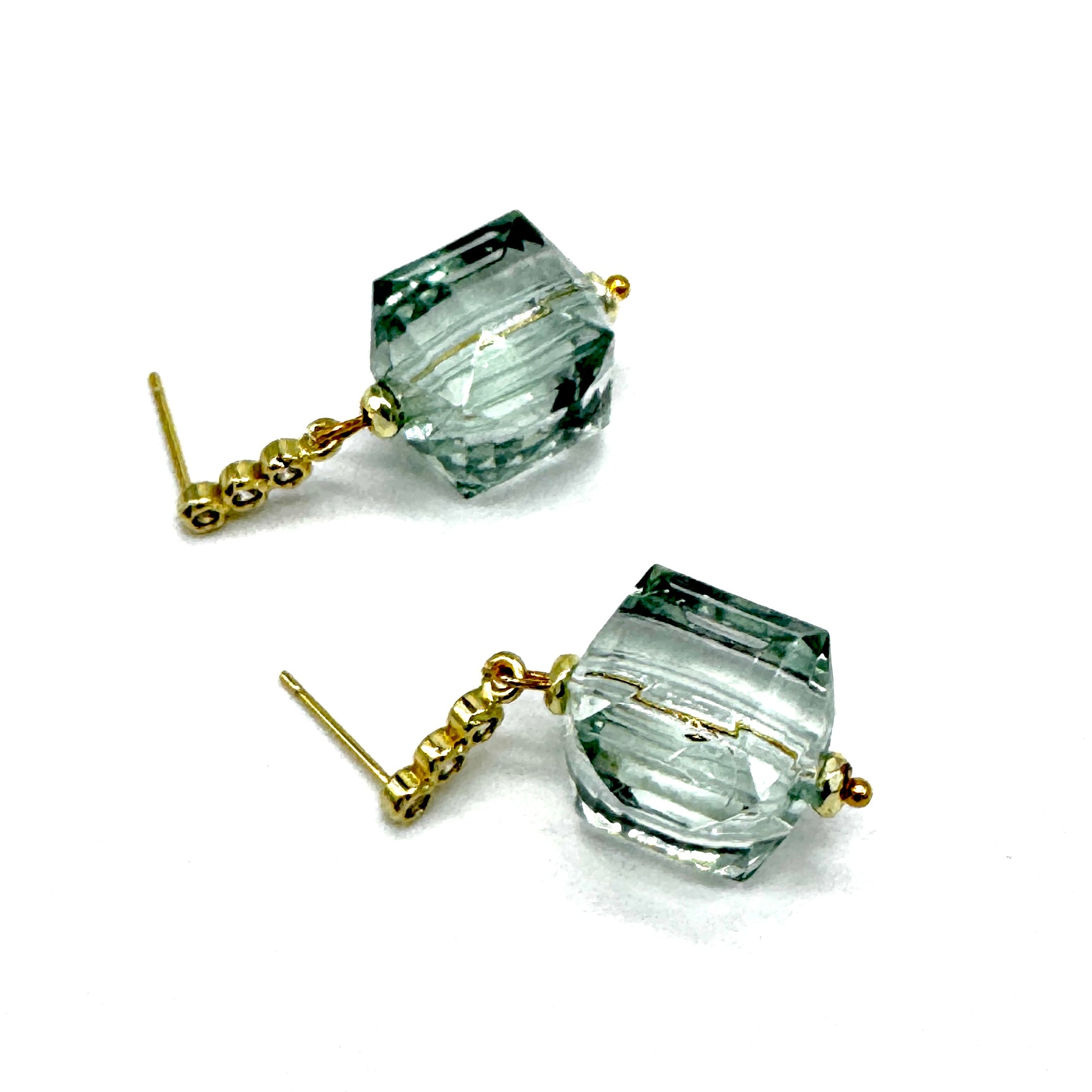 Teal Jumbo Faceted Cube Earrings