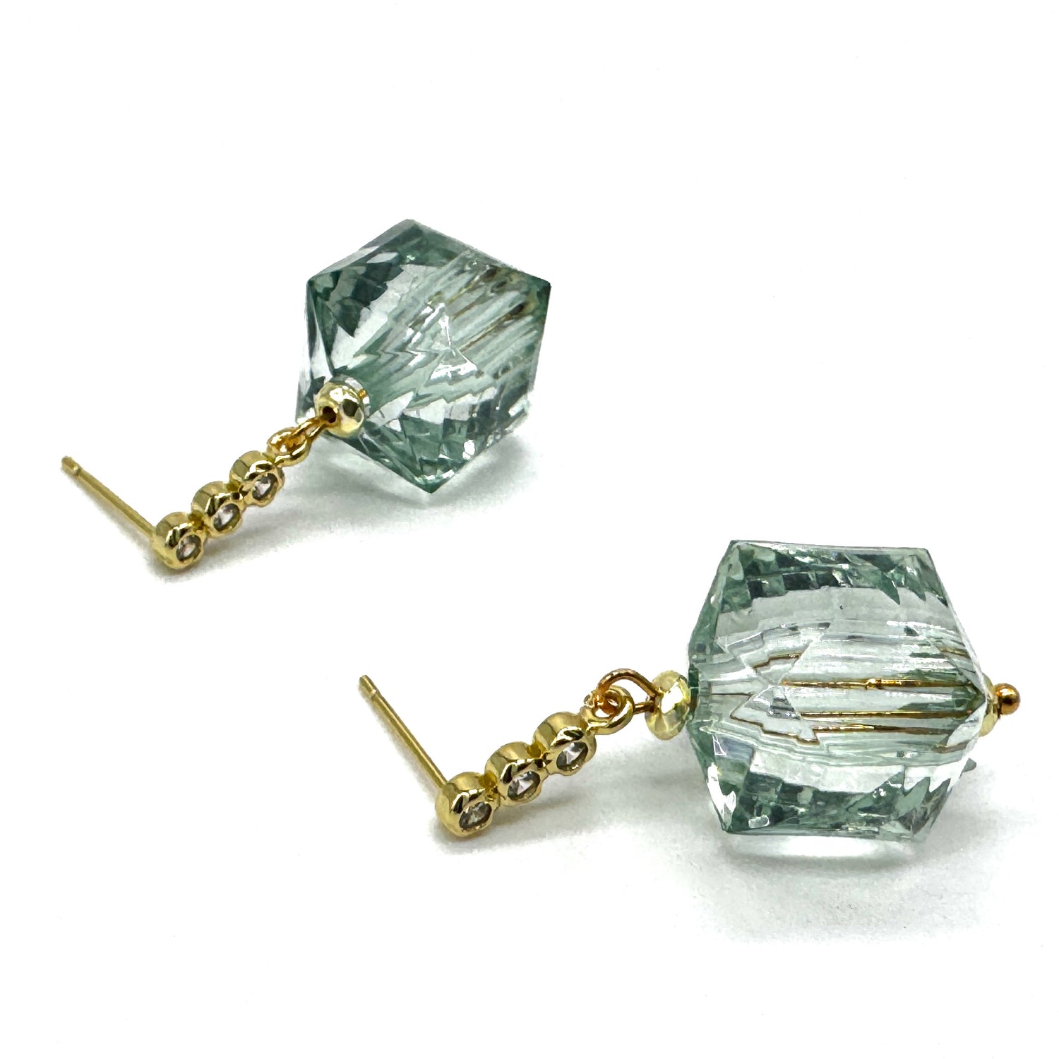 Teal Jumbo Faceted Cube Earrings
