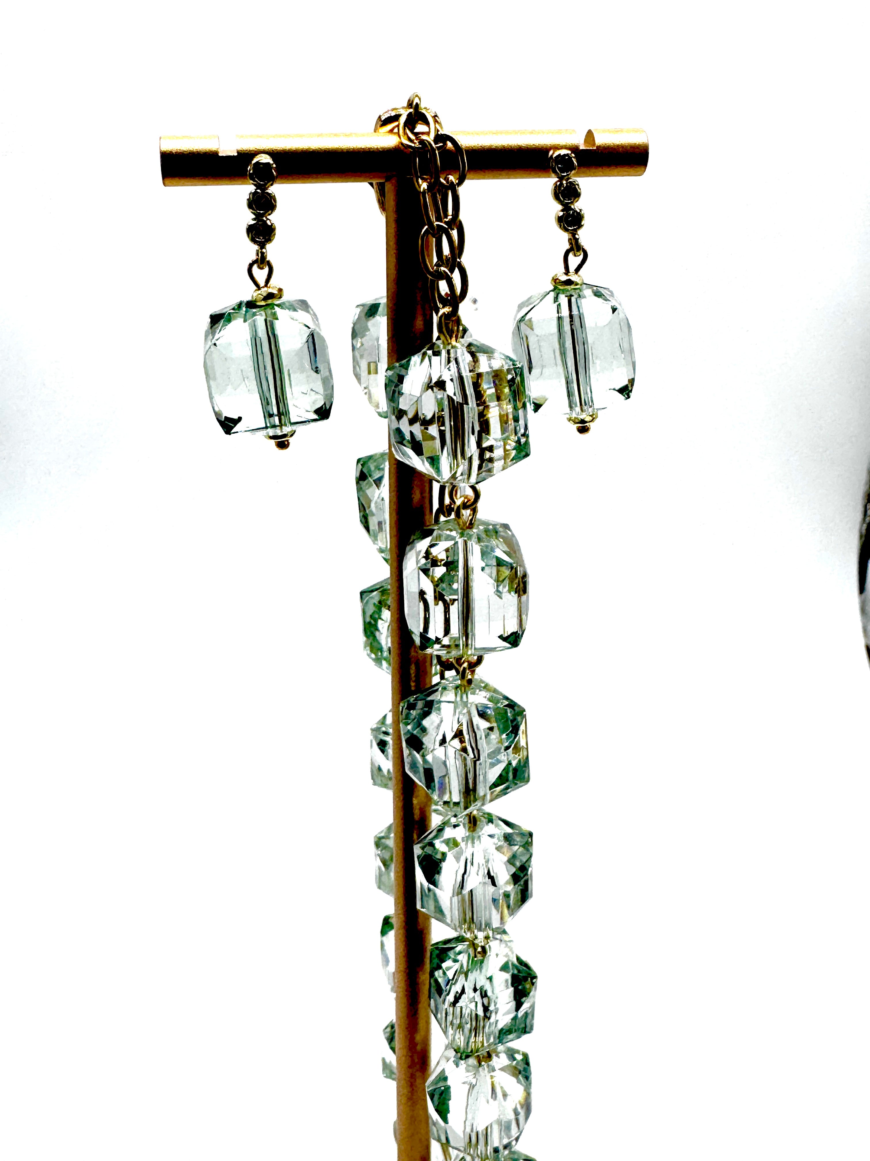 Teal Jumbo Faceted Cube Earrings