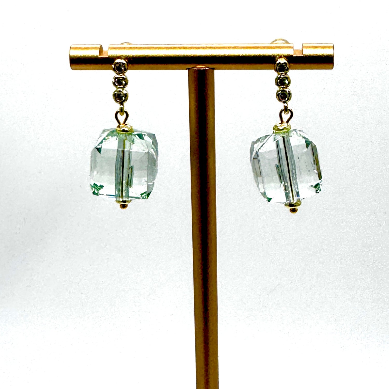 Teal Jumbo Faceted Cube Earrings