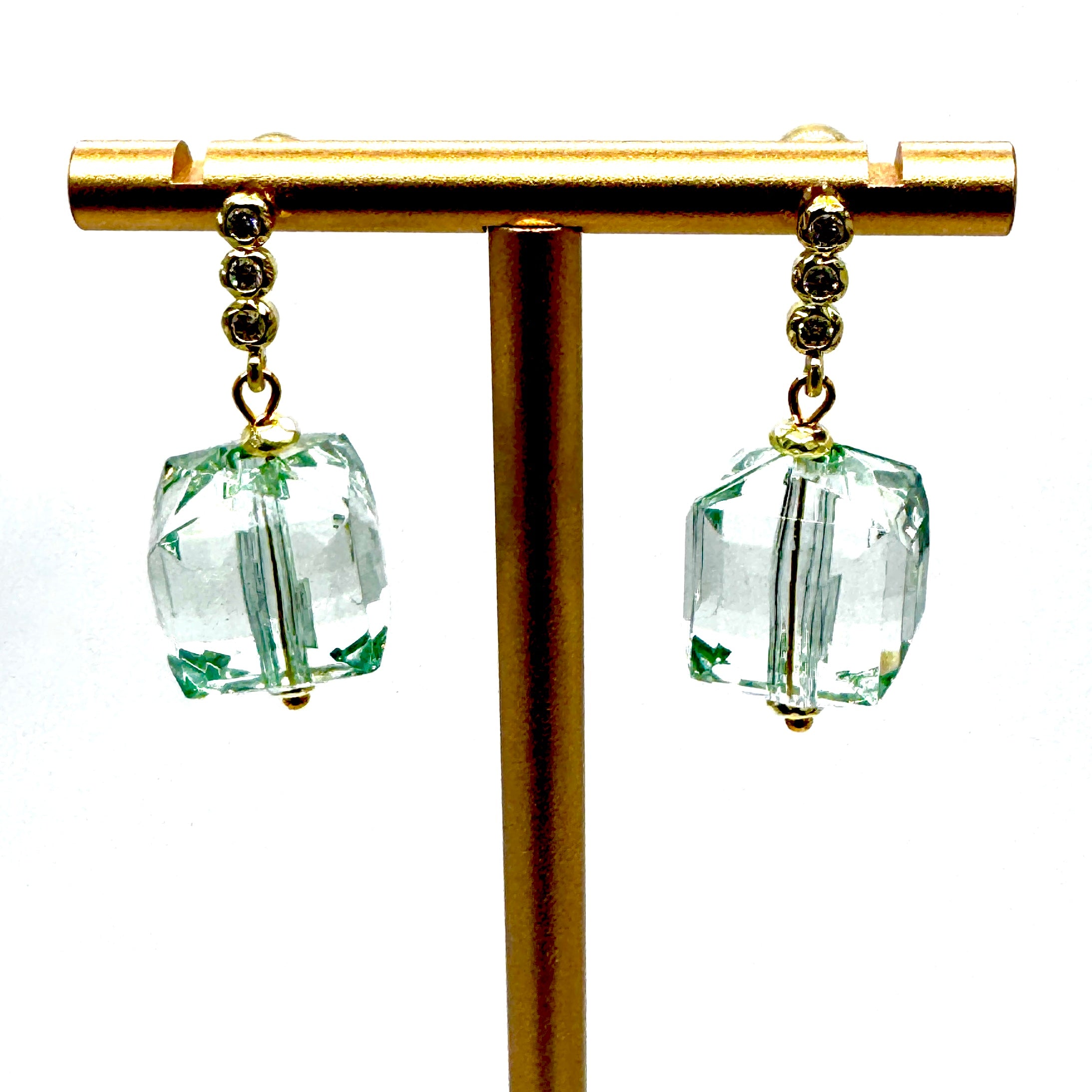 Teal Jumbo Faceted Cube Earrings