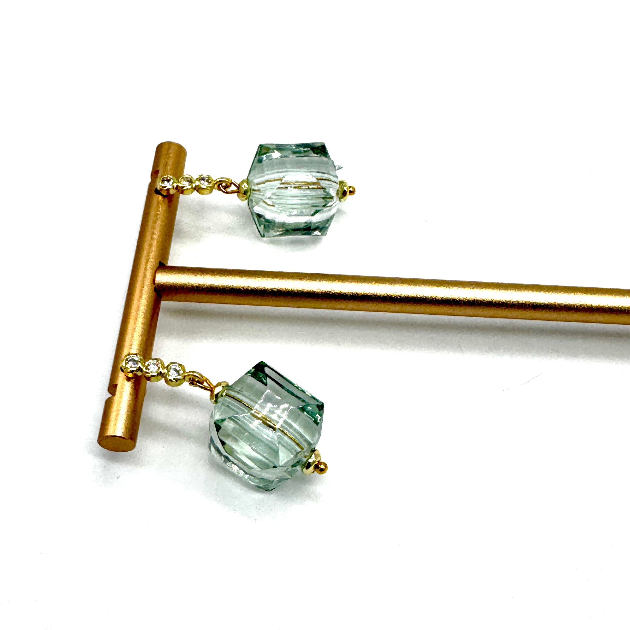 Teal Jumbo Faceted Cube Earrings