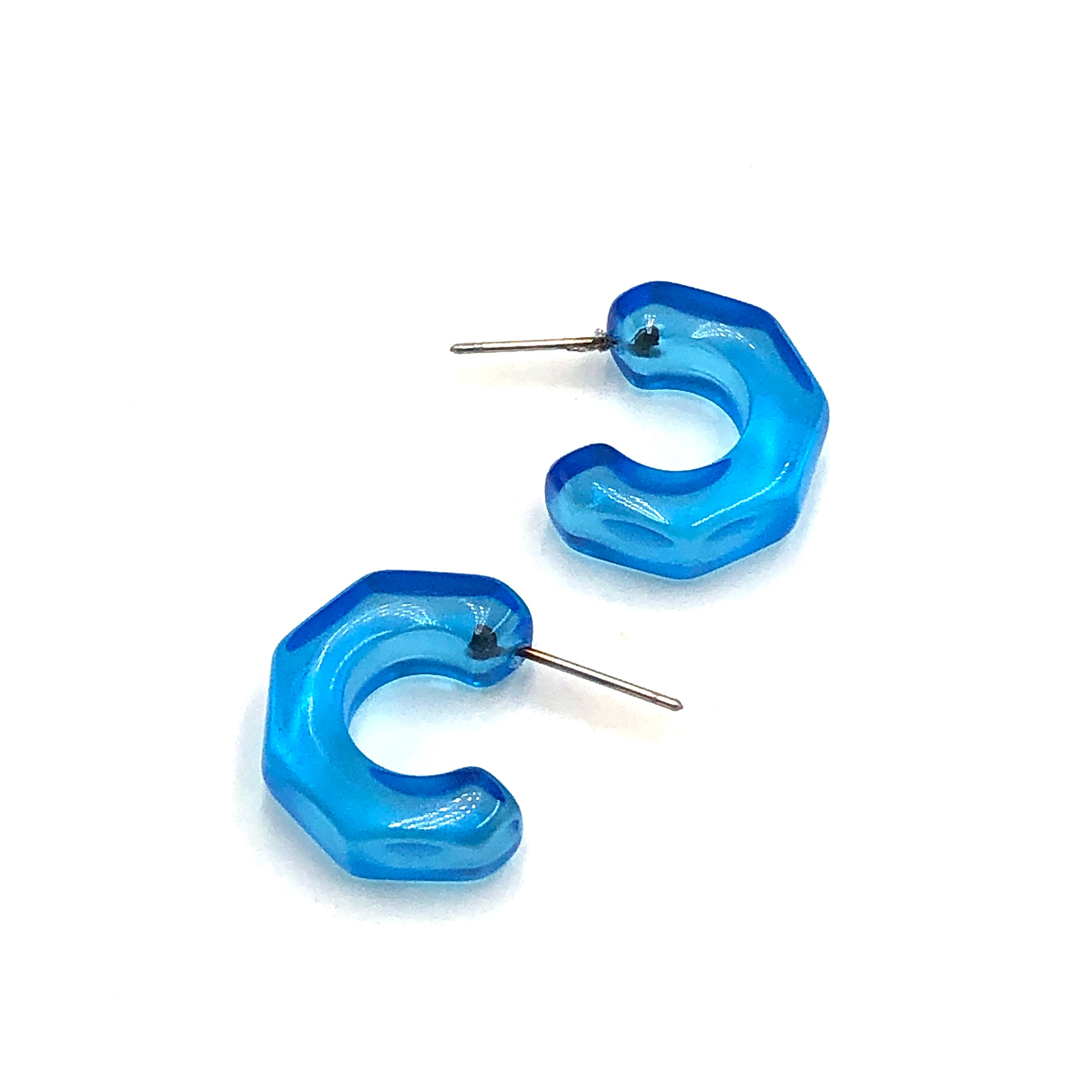 Aqua Blue Gracie Hugger Hoop Earrings