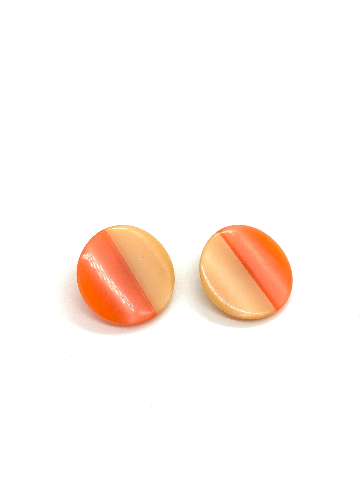 Peach &amp; Coral Moonglow Disc Clip On Earrings - Estate