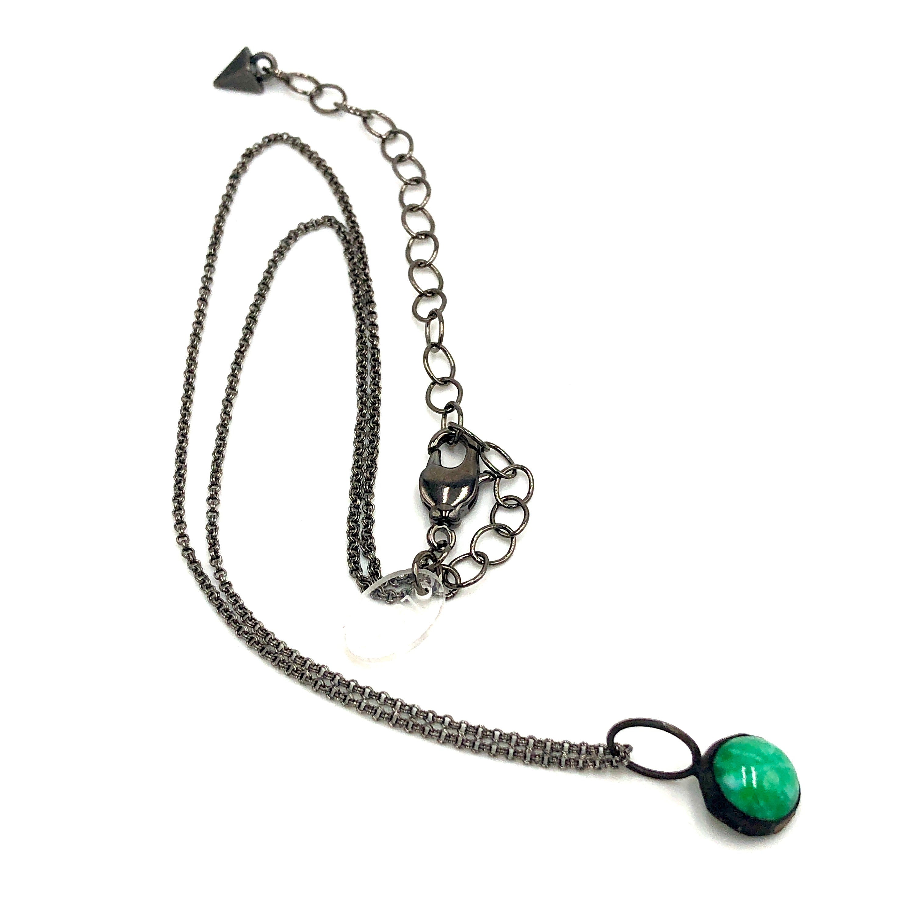 Jade Green Micro Mosaic Layering Necklace - Shortie