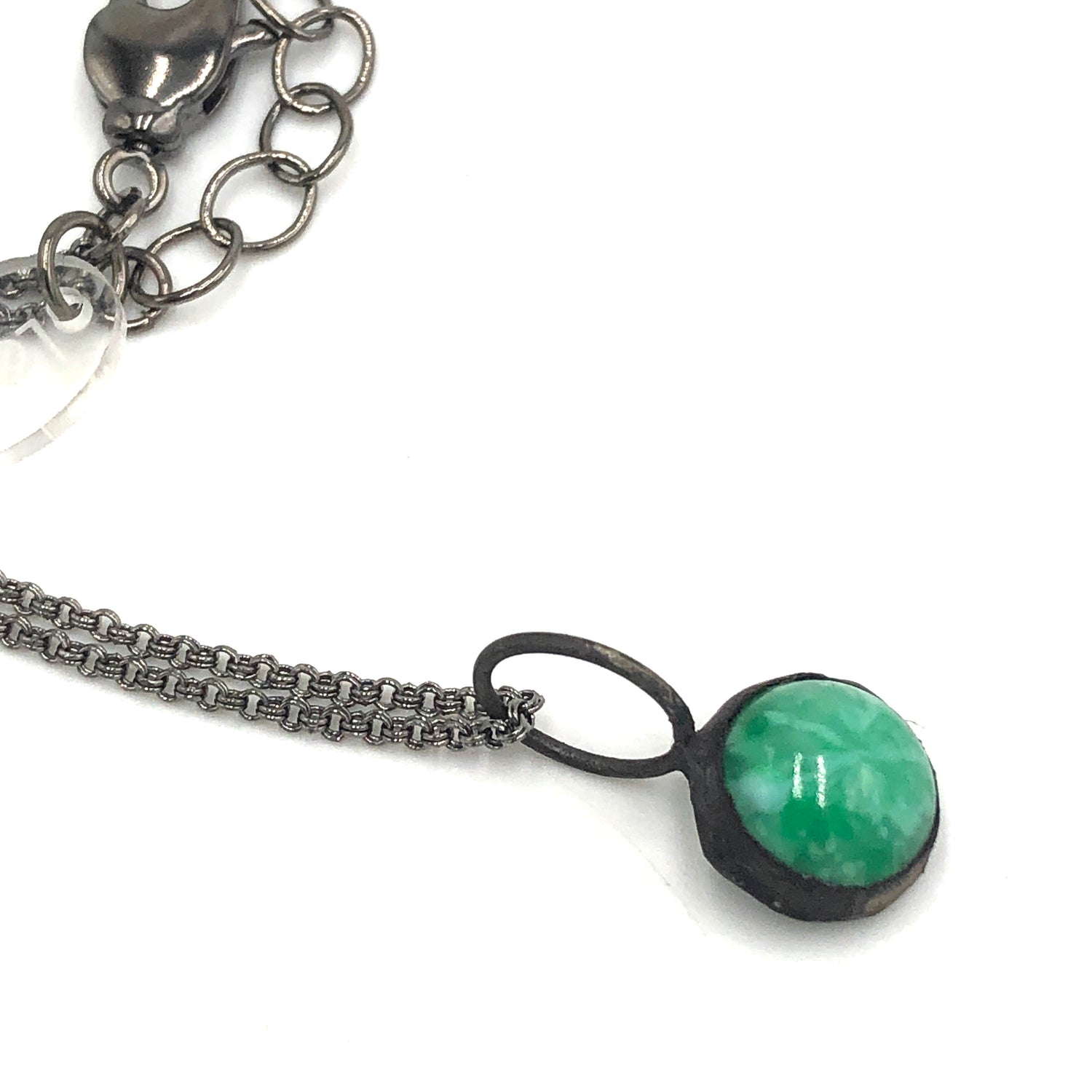Jade Green Micro Mosaic Layering Necklace - Shortie