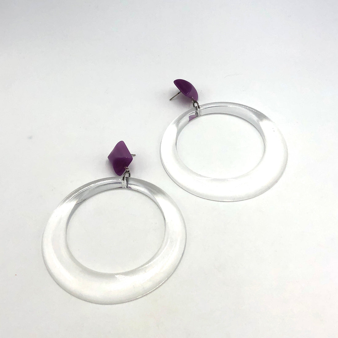 Clear &amp; Lilac Moonglow Iris Earrings