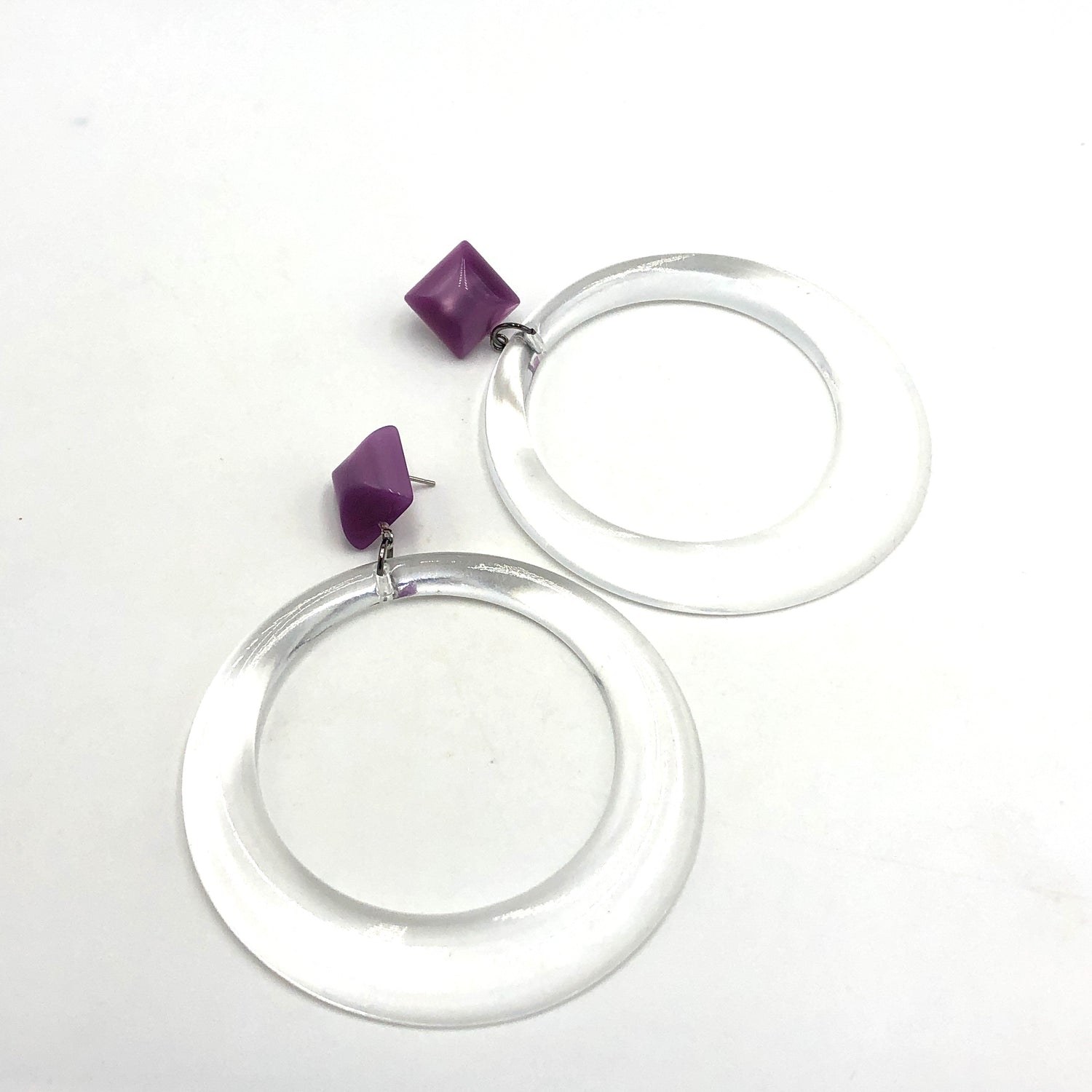 Clear &amp; Lilac Moonglow Iris Earrings