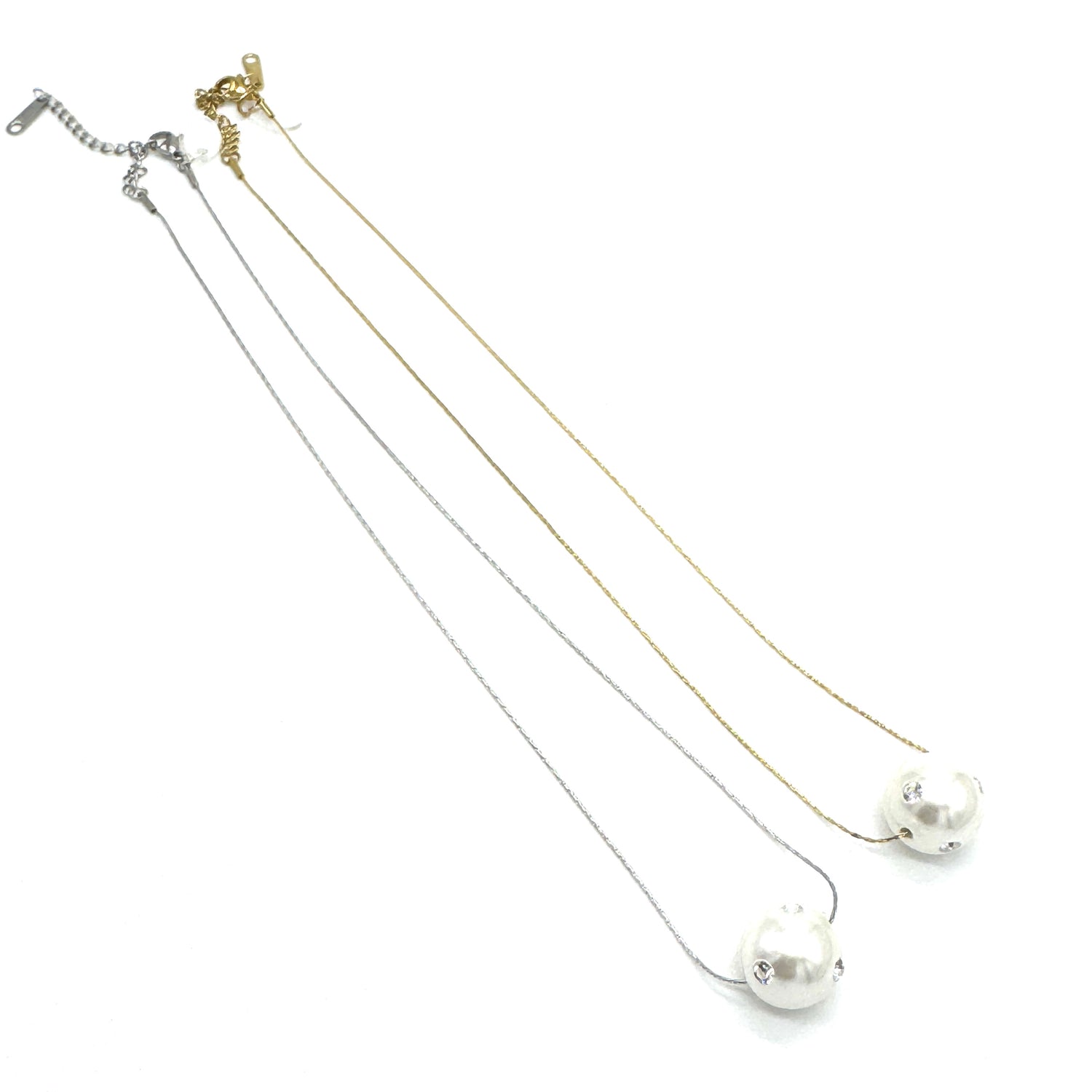 Pearl Bling Side Necklace