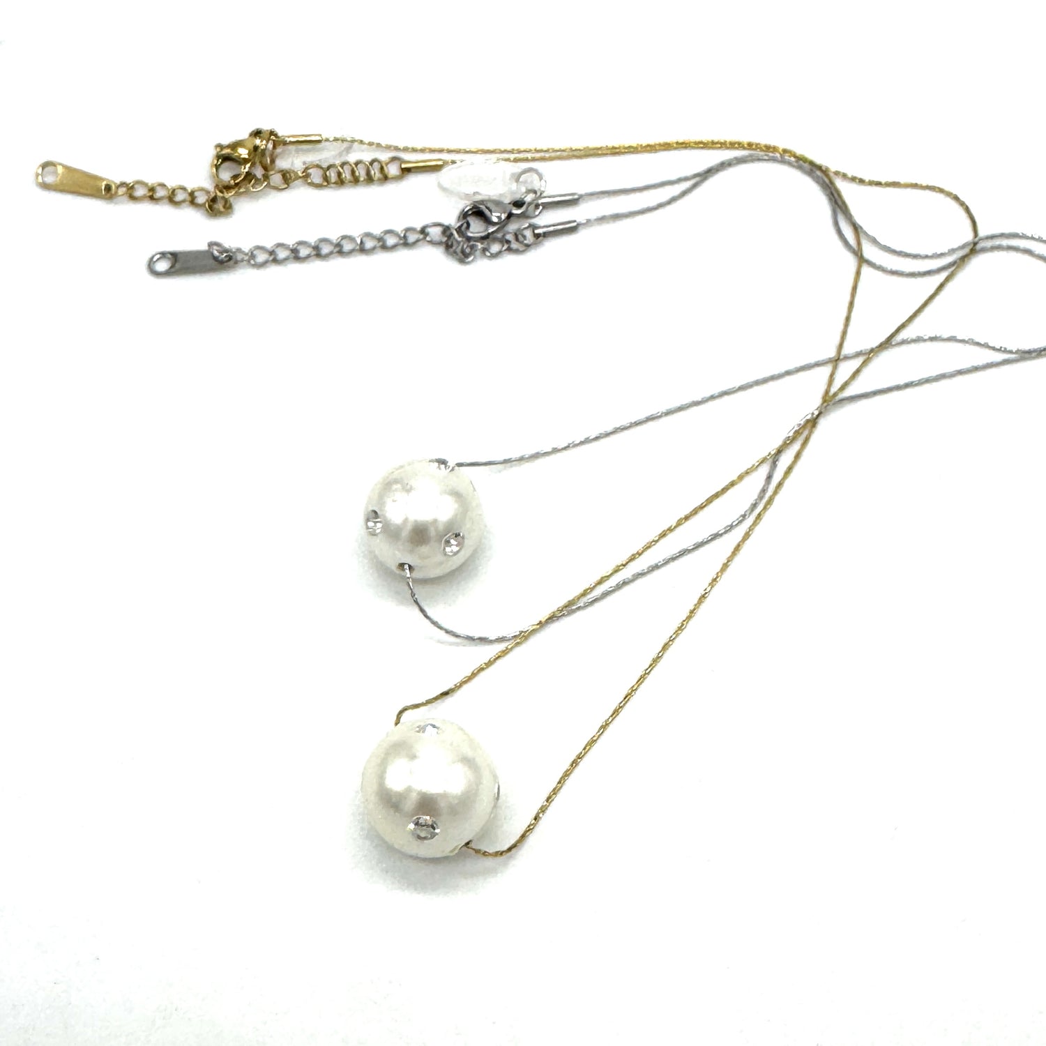 Pearl Bling Side Necklace