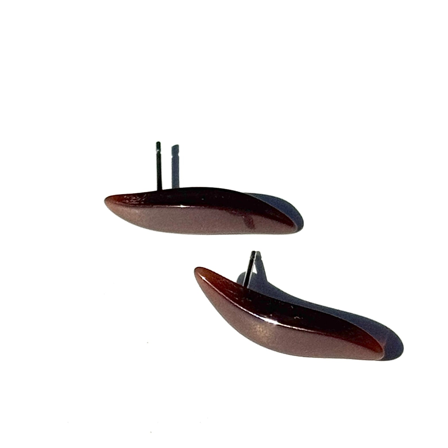 Chocolate Brown Moonglow Swish Stud Earrings