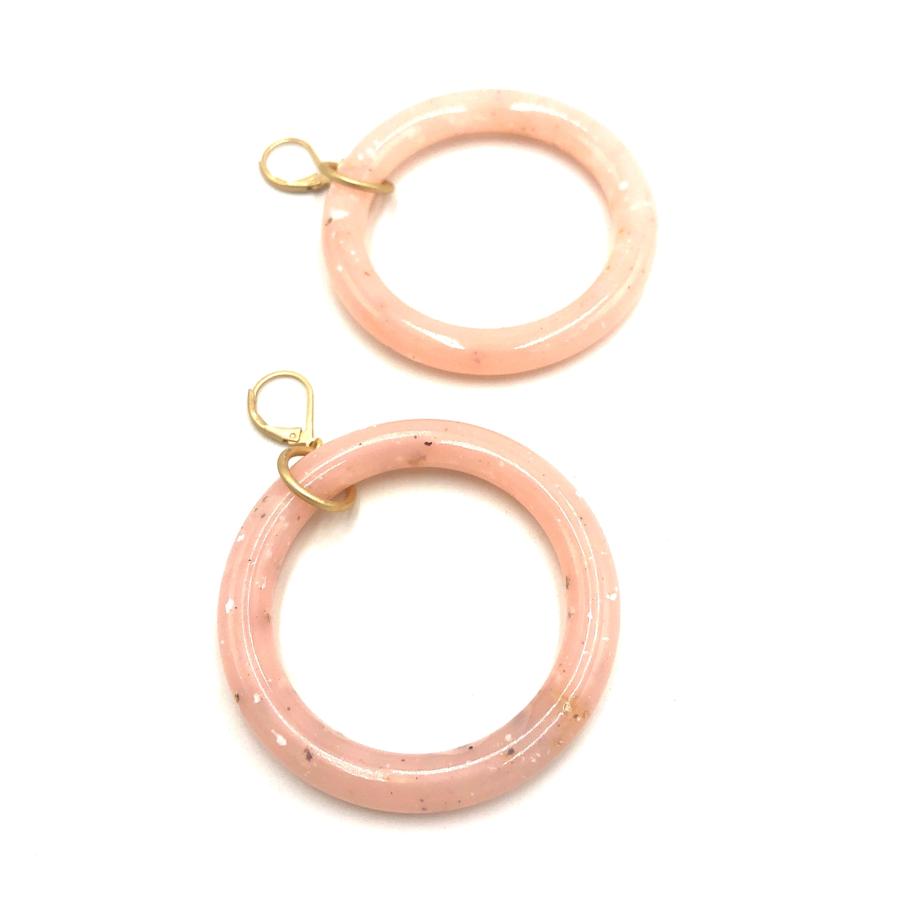 Pink Leverback Granite Donut Drop Earrings
