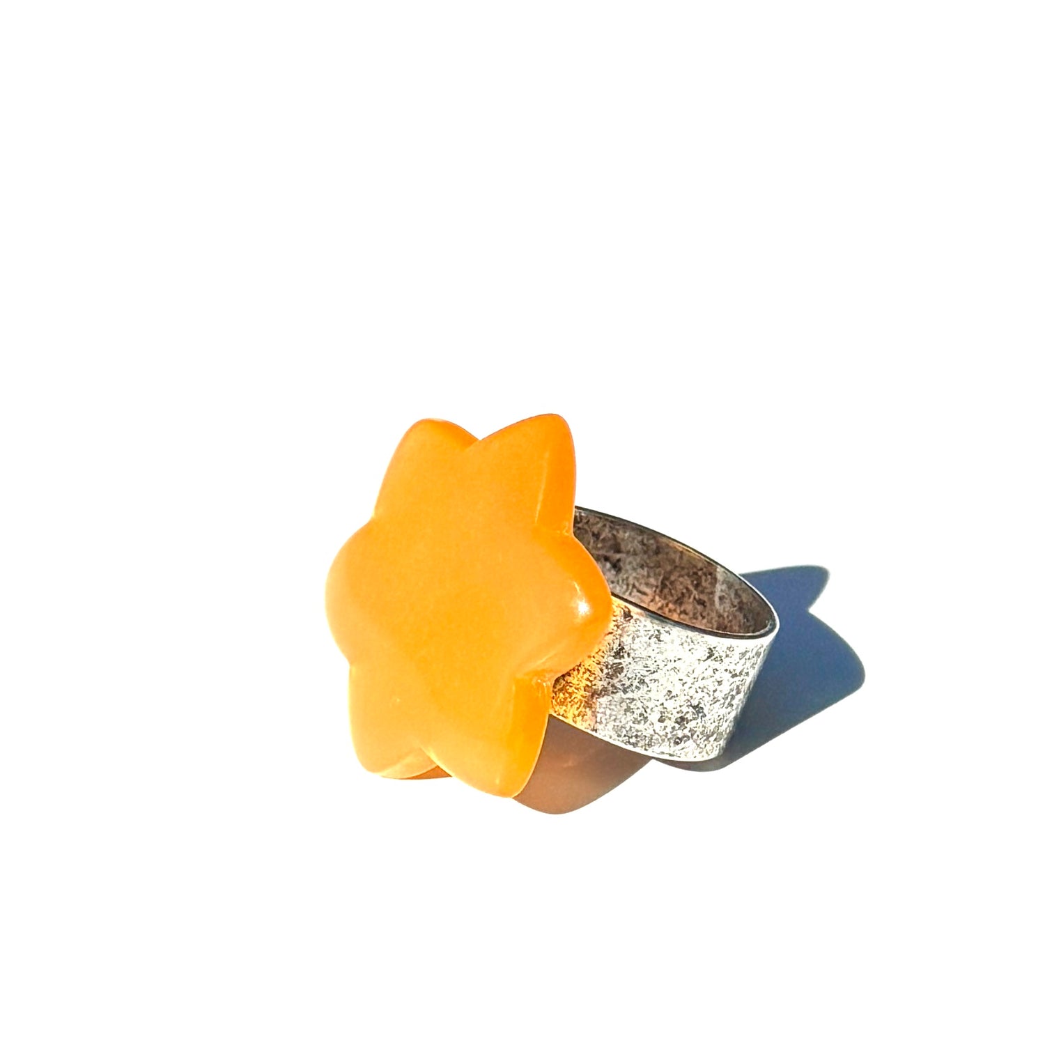 Tangerine Moonglow 6 Pointed Cocktail Ring