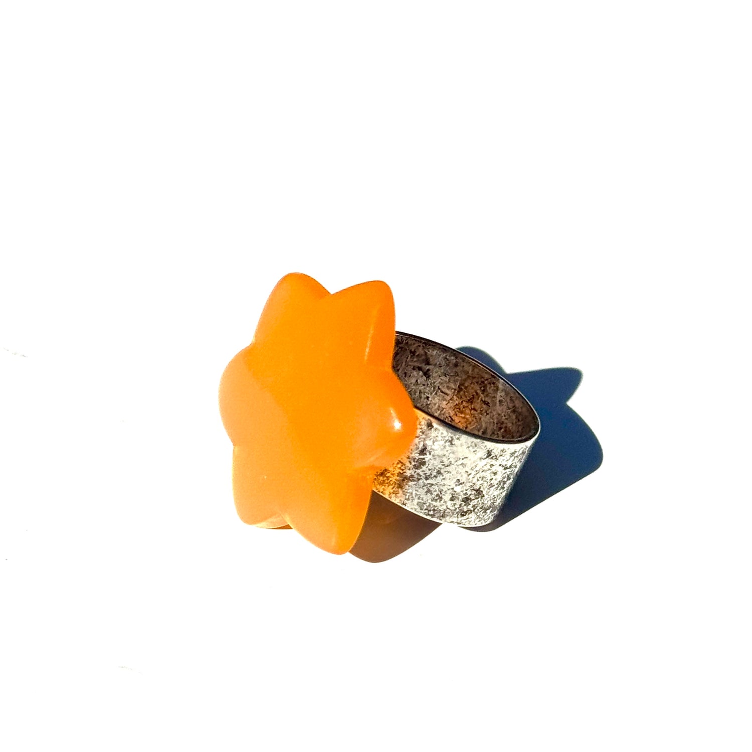 Tangerine Moonglow 6 Pointed Cocktail Ring