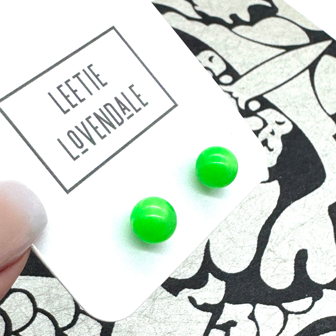 Bright Green Moonglow 8mm Studs