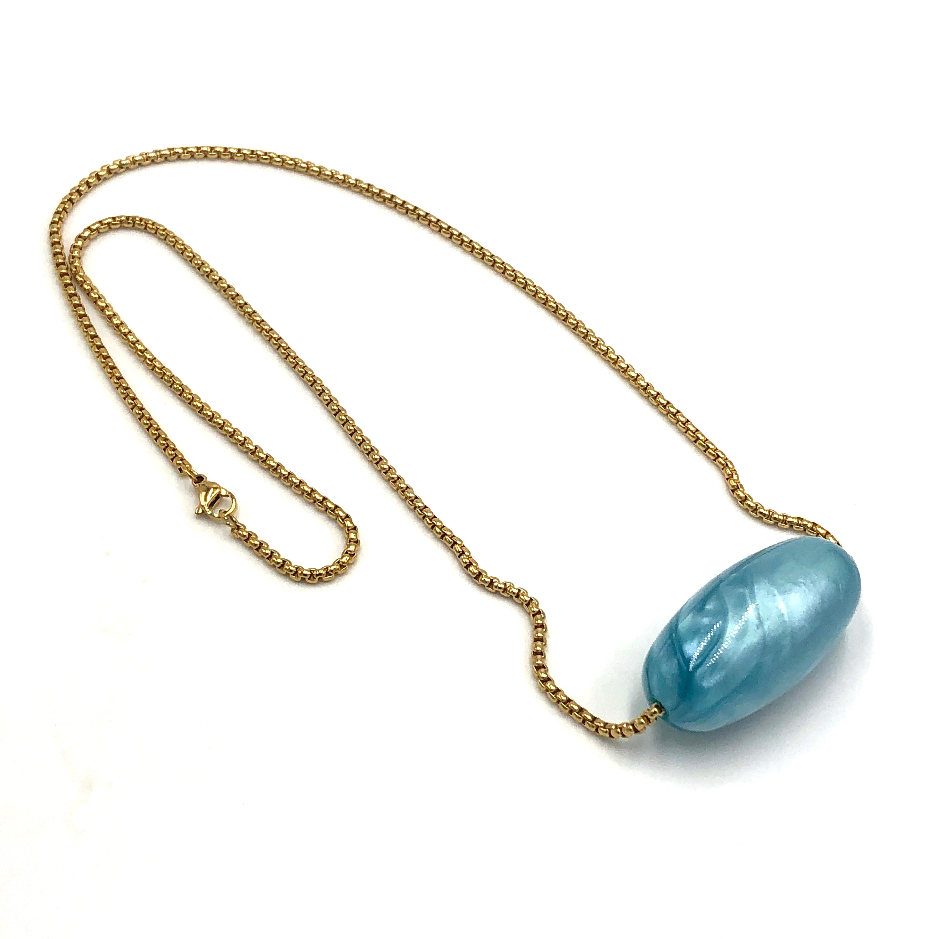 Light Blue Aura Glow Slide Necklace