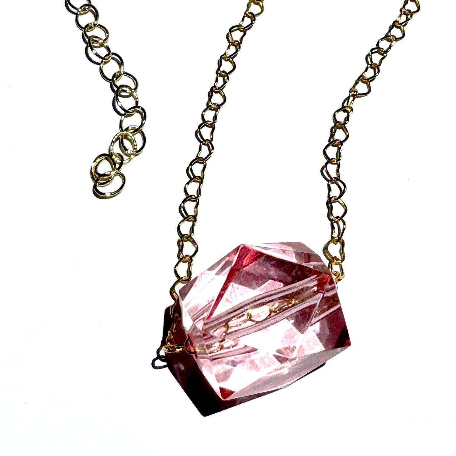 Pink Love Cube Crystal Necklace