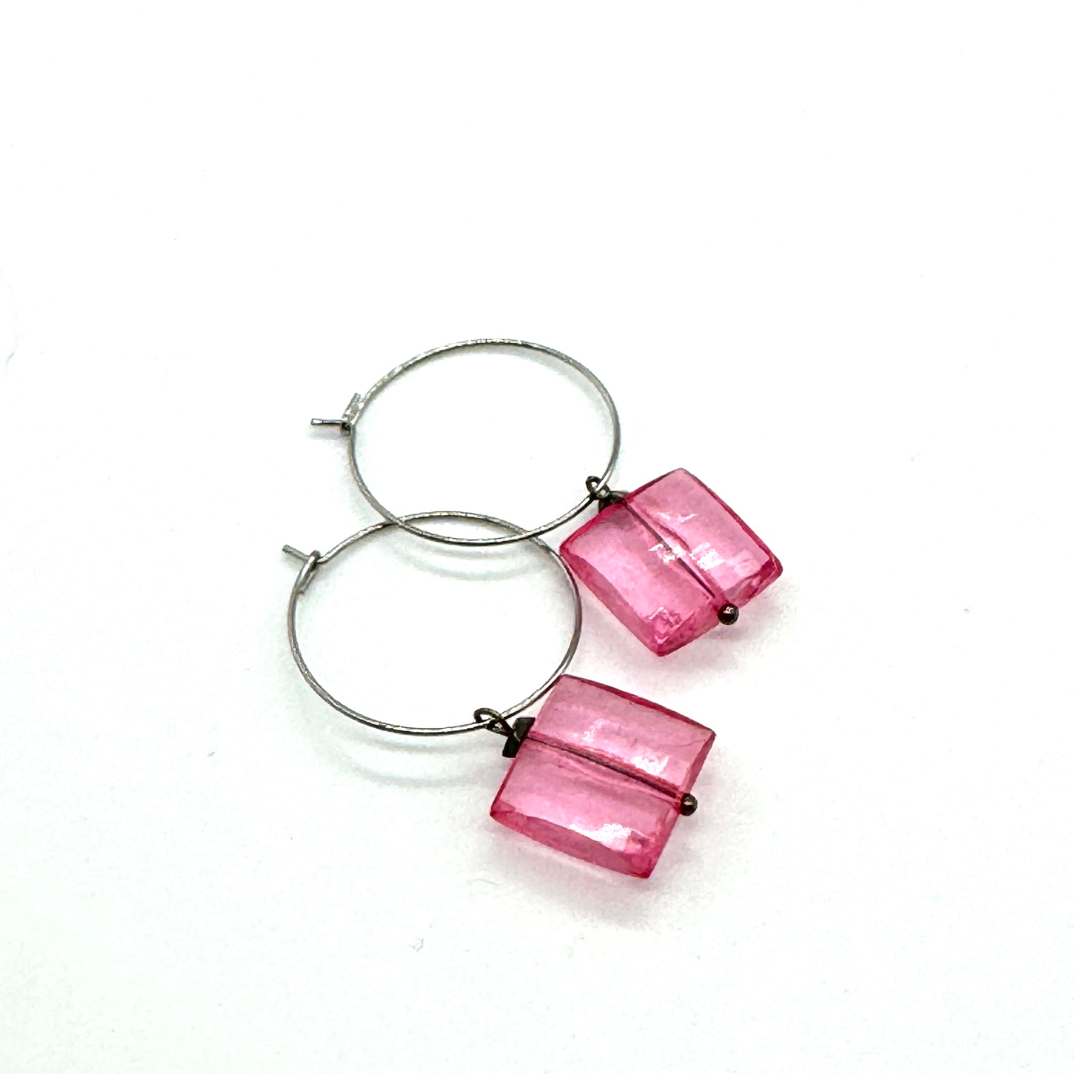 Pink Love Faceted Hoop Earrings