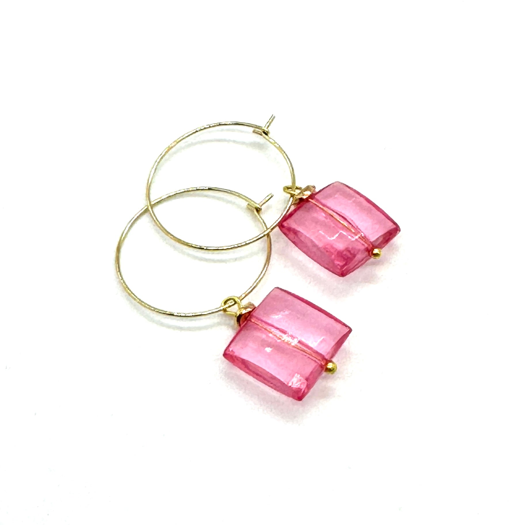 Pink Love Faceted Hoop Earrings