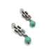Silver drop earrings with a turquoise glass bead.