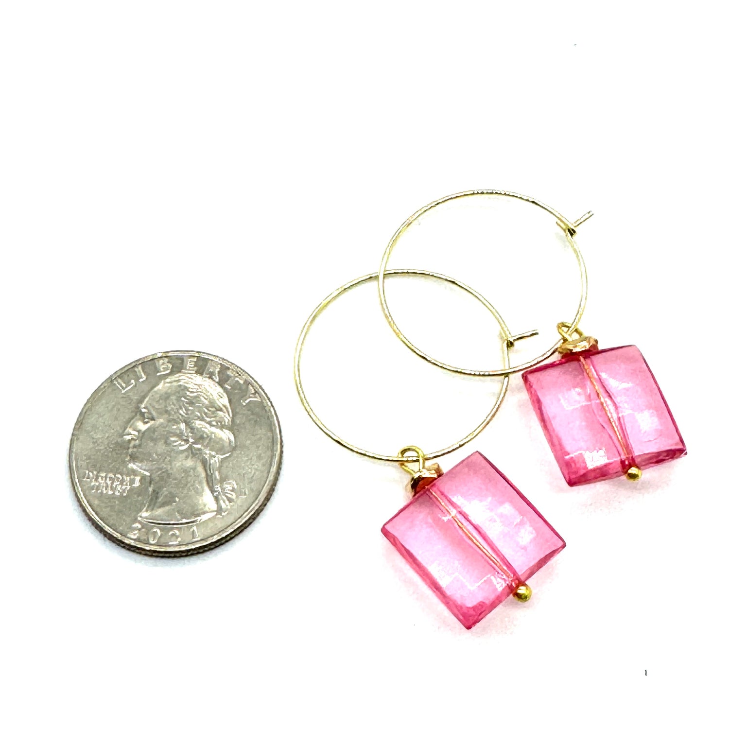 Pink Love Faceted Hoop Earrings