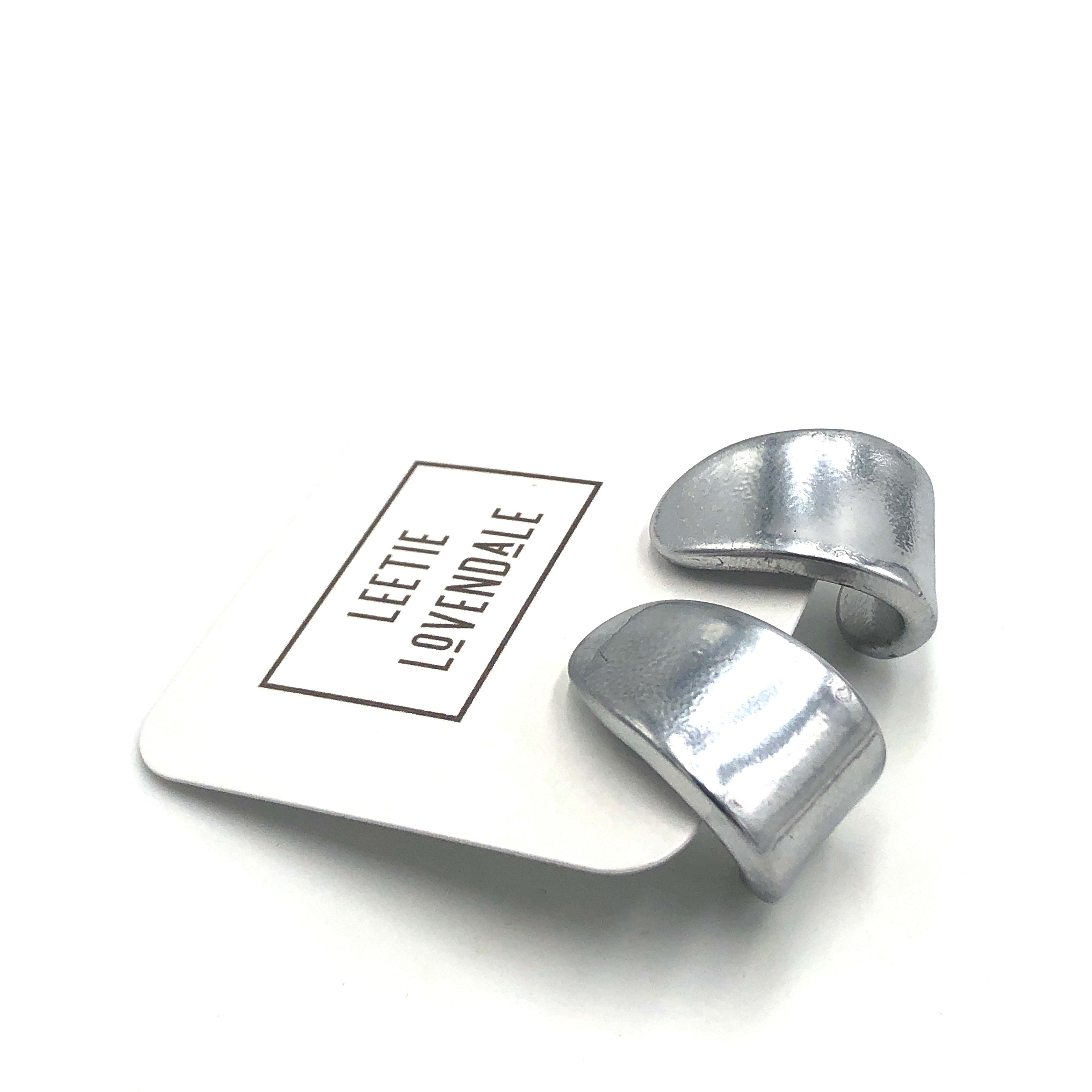 Shabby Metallic Silver Curled Petal Stud Earrings