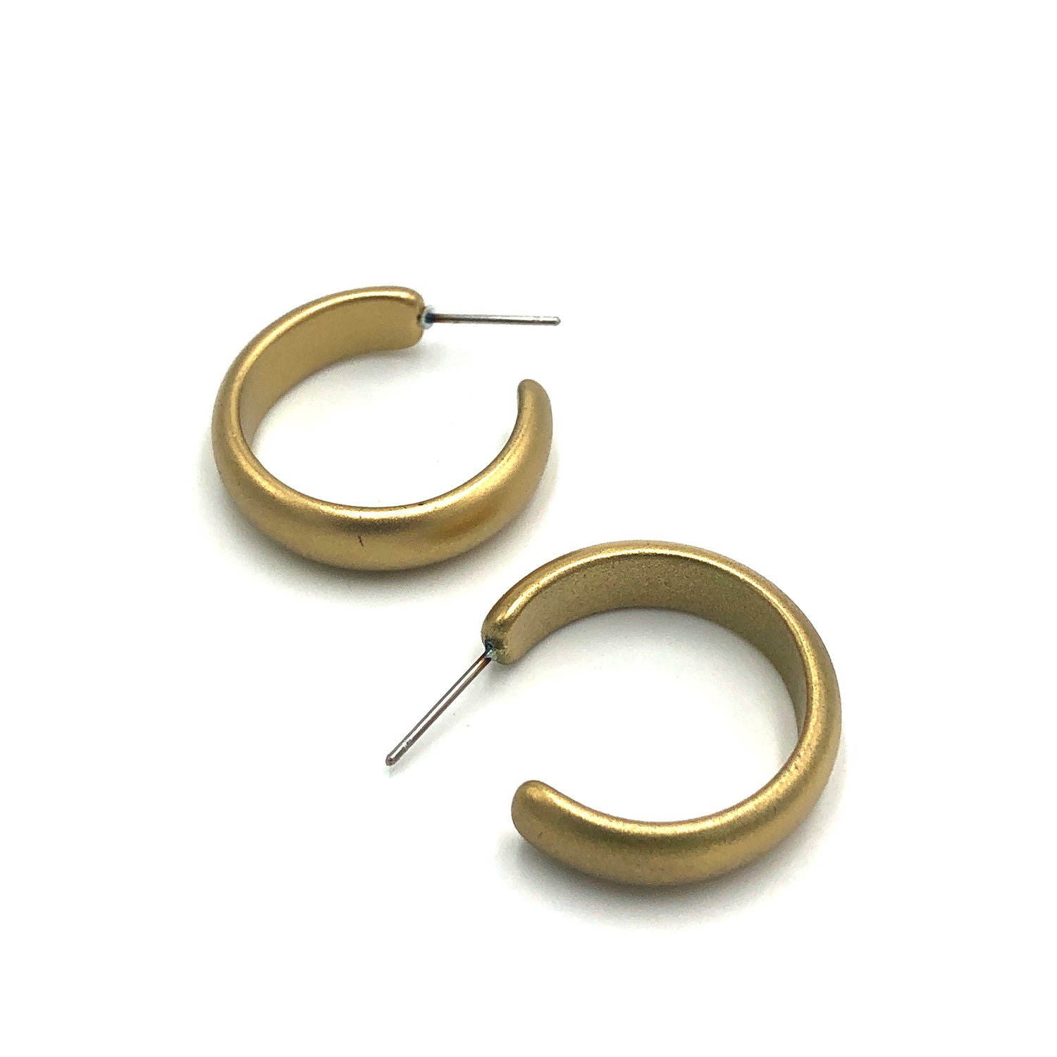 Shabby Metallic Gold Simple Hoop Earrings