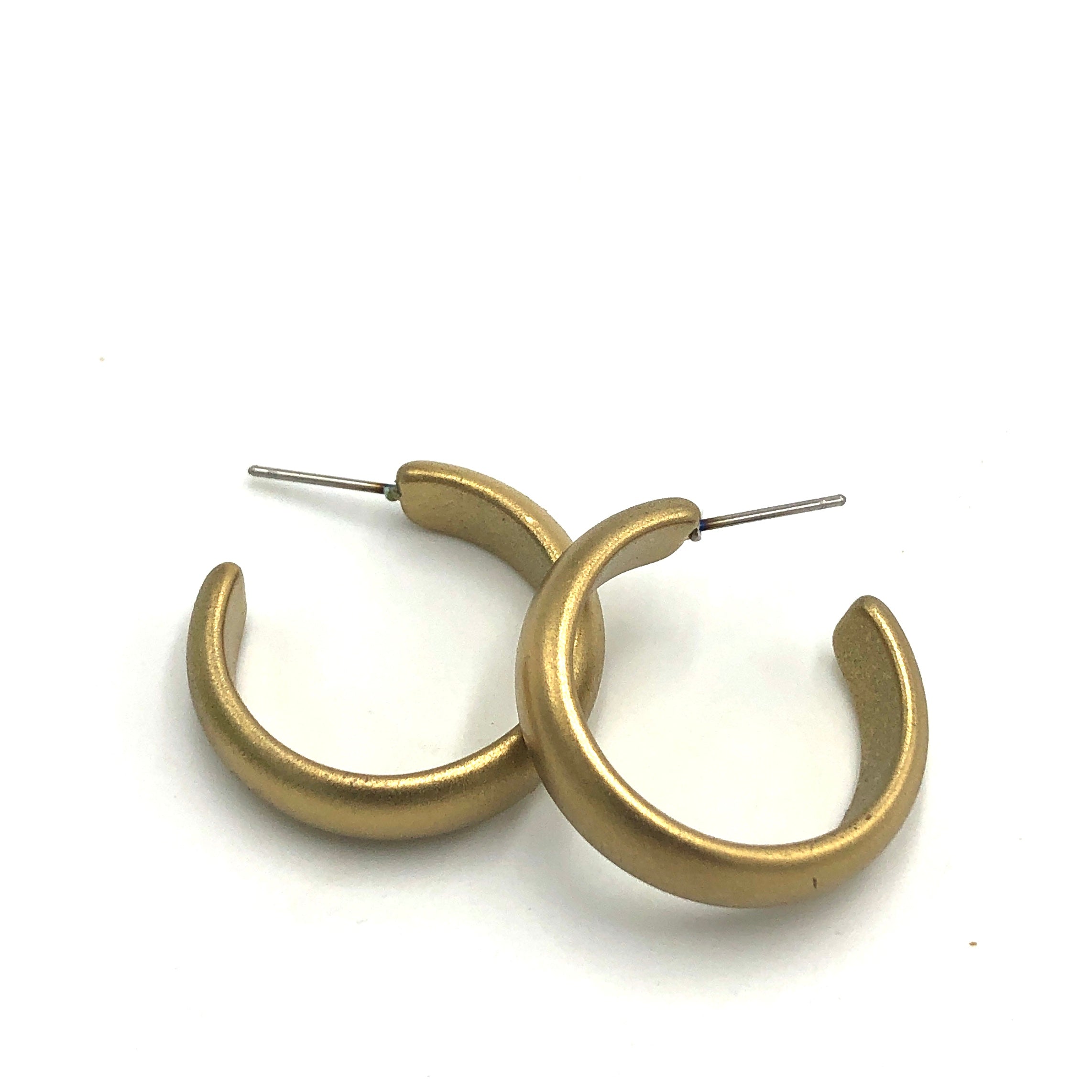 Shabby Metallic Gold Simple Hoop Earrings