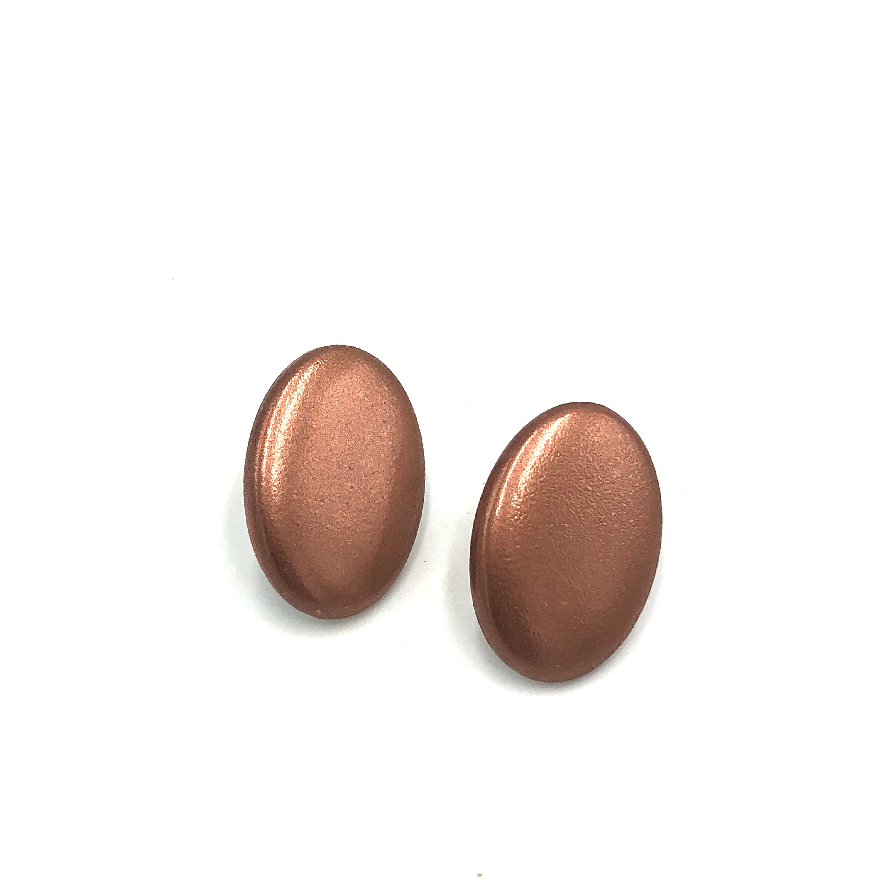 Shabby Metallic Copper Oval Stud Earrings