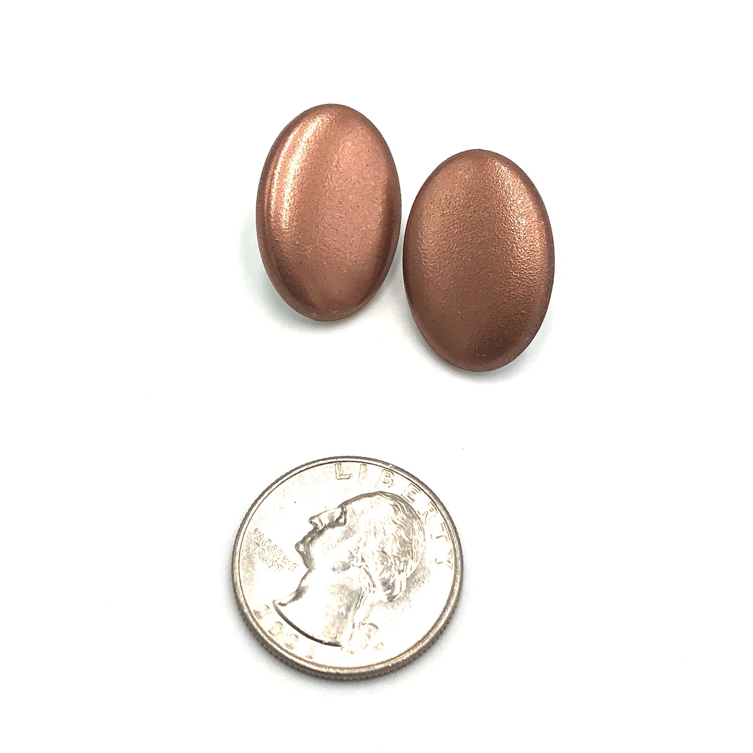 Shabby Metallic Copper Oval Stud Earrings