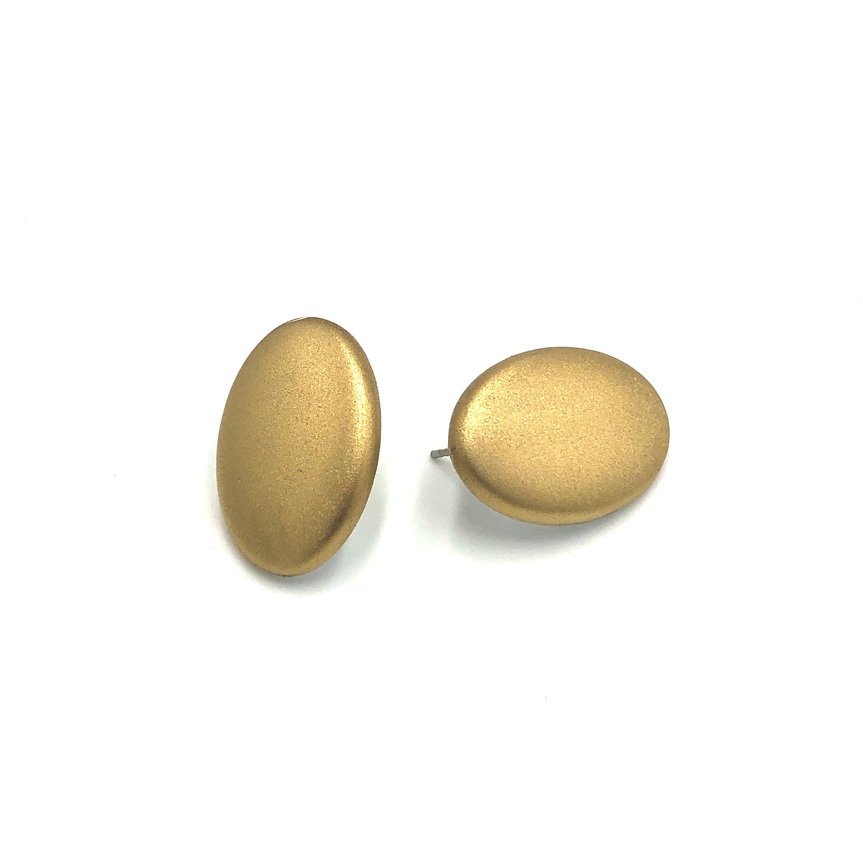 Shabby Metallic Gold Oval Stud Earrings