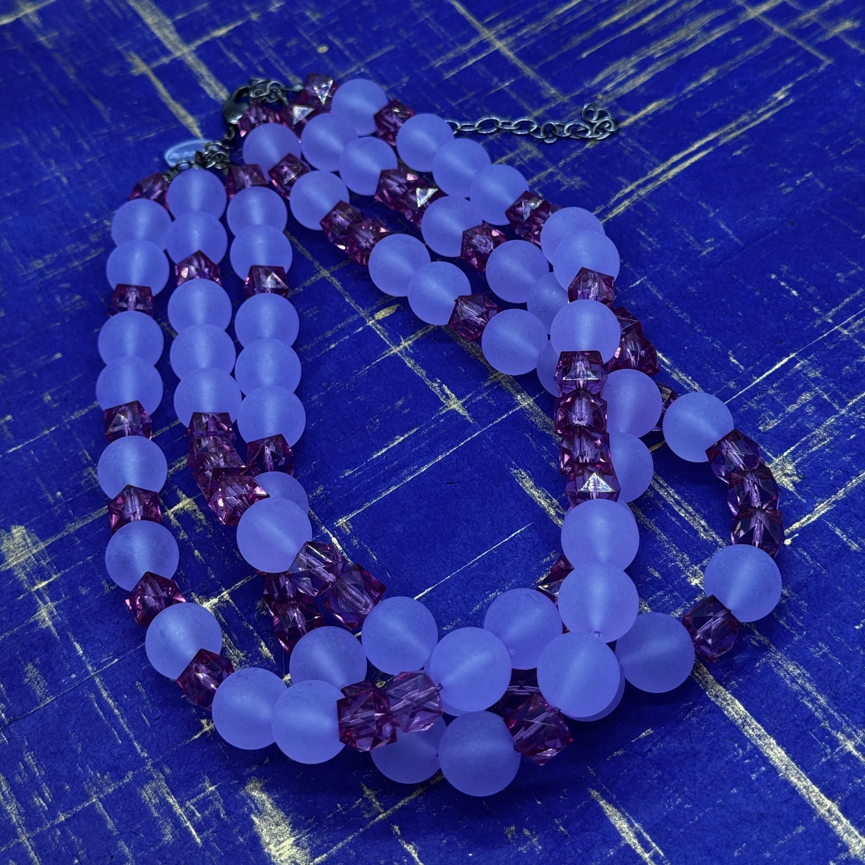 Periwinkle Frost &amp; Purple Facet Morgan Necklace