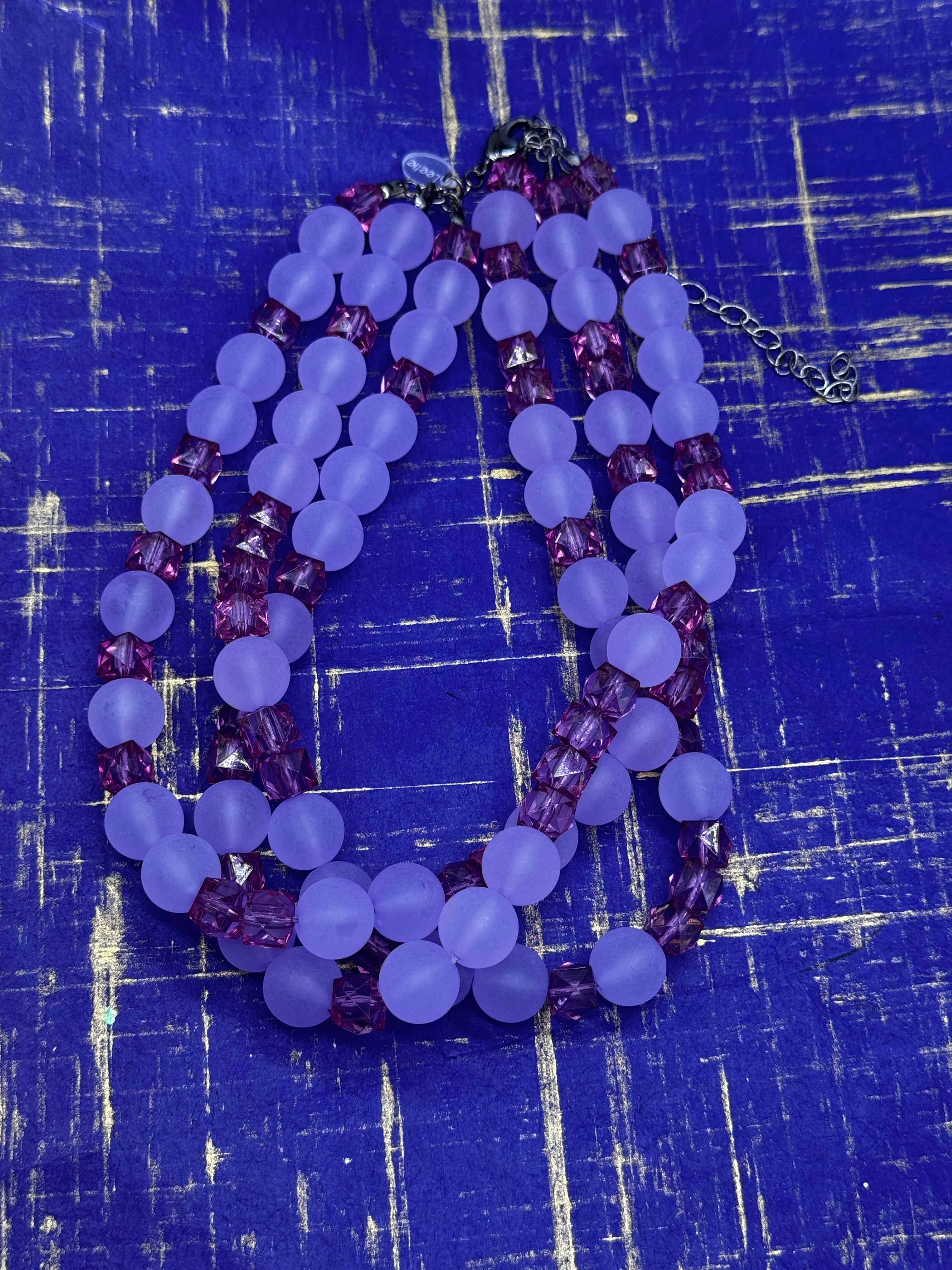 Periwinkle Frost &amp; Purple Facet Morgan Necklace