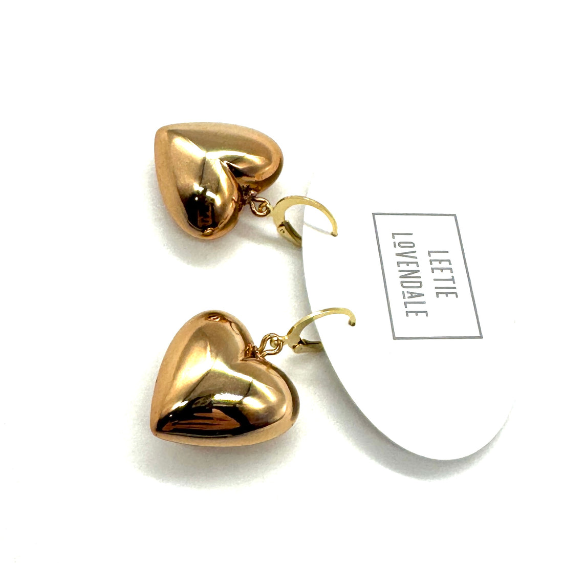 Rosy Gold Puff Heart Earrings