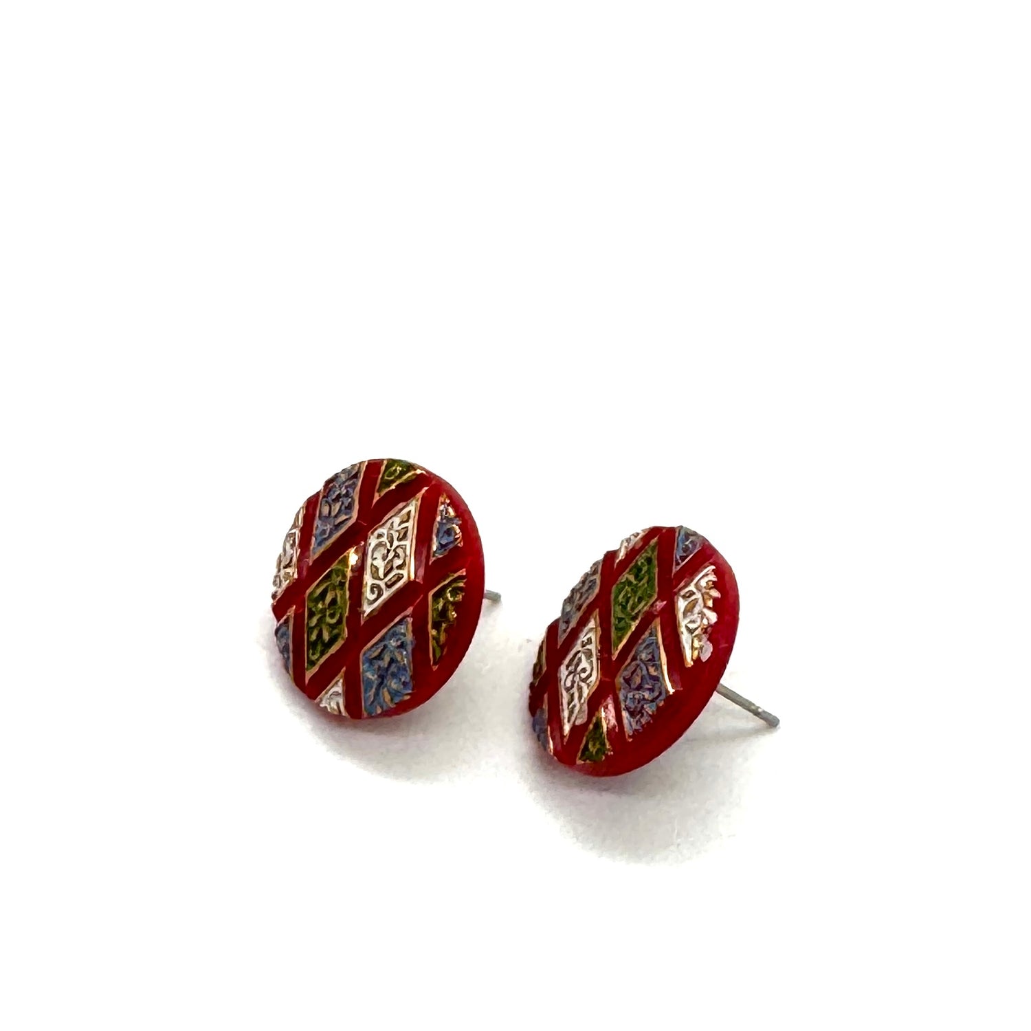Harlequin Glass Stud Earrings