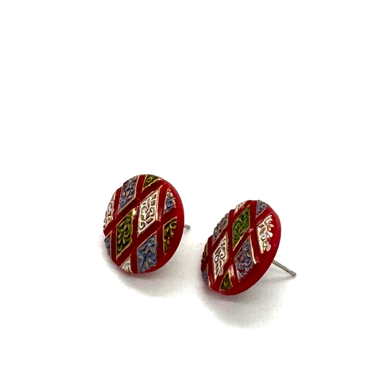 Harlequin Glass Stud Earrings