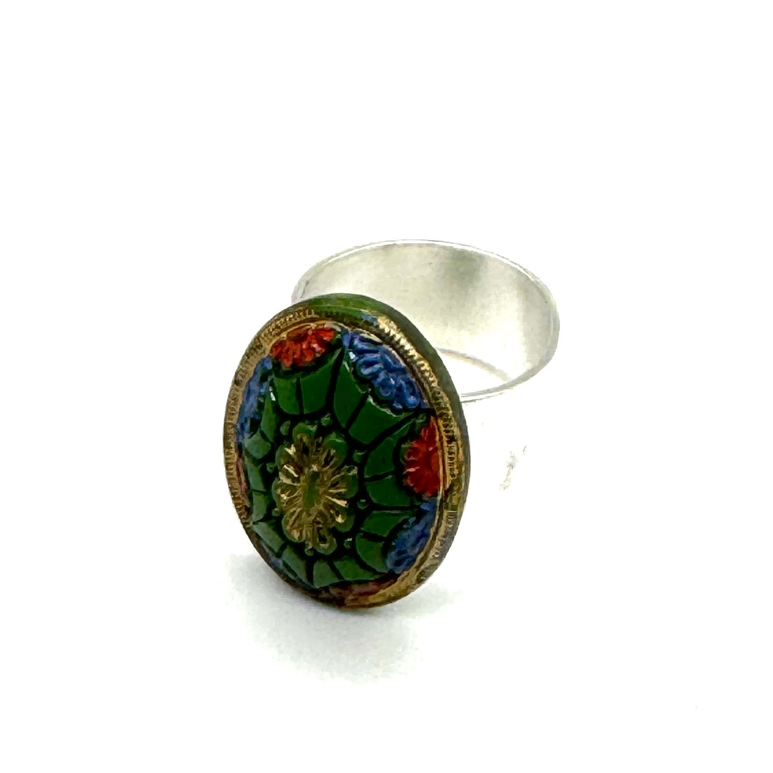 Old World Green Glass Cocktail Ring