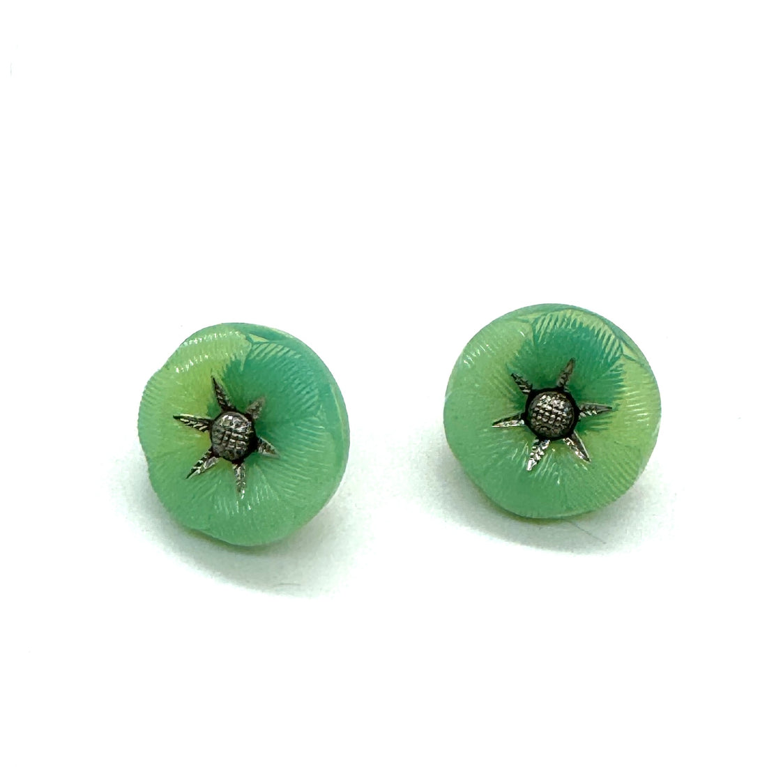 Mint Green Opalite Glass Stud Earrings